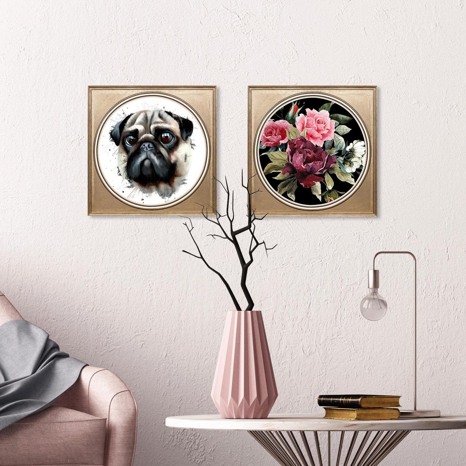 queence Acrylglasbild Mops, Gemälde, Haustiere, Hund, Hunde, Hundebilder, Kunst, Tiere, Fine Art-Print in Galeriequalität