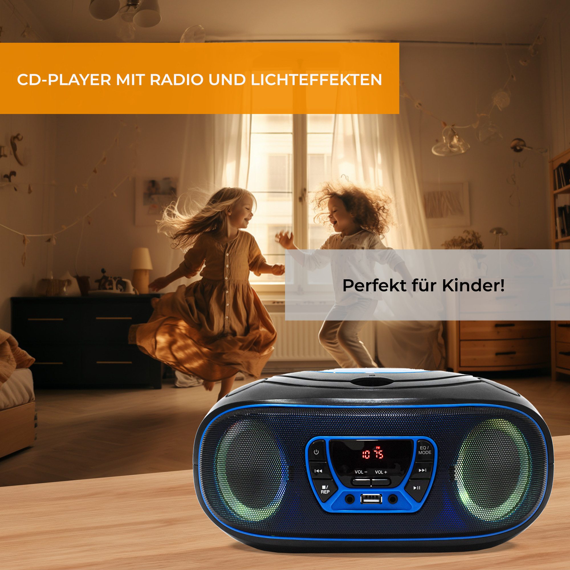 Denver TCL-212BTBU CD-Player (LED-Beleuchtung in Lautsprechergittern, Bluetooth, USB & AUX, CD/FM, LED-Beleuchtung in Lautsprechergittern, Bluetooth, USB & AUX, CD/FM)