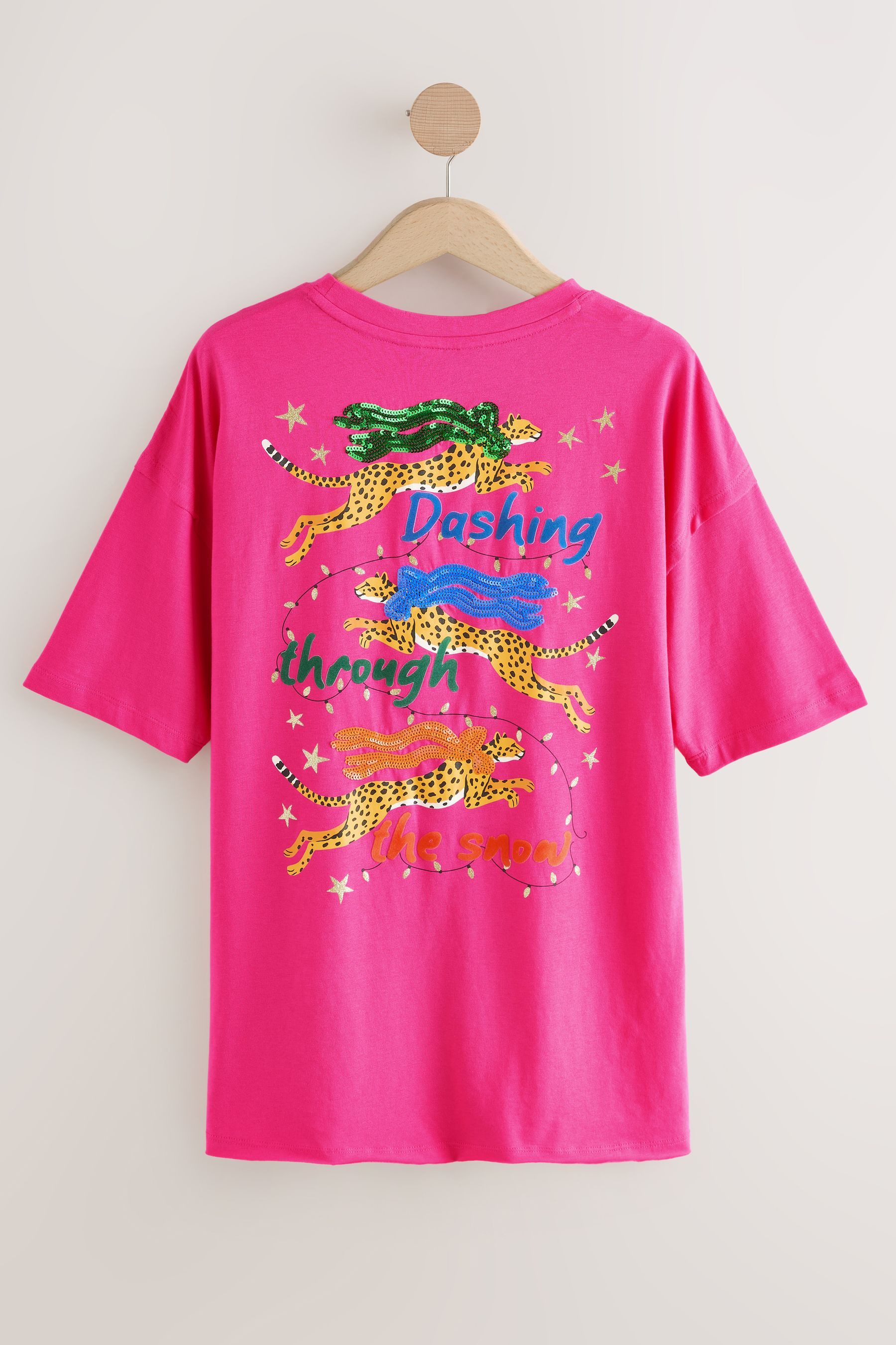 Next T-Shirt Festliches T-Shirt mit Leopardenmuster/Pailletten (1-tlg) günstig online kaufen