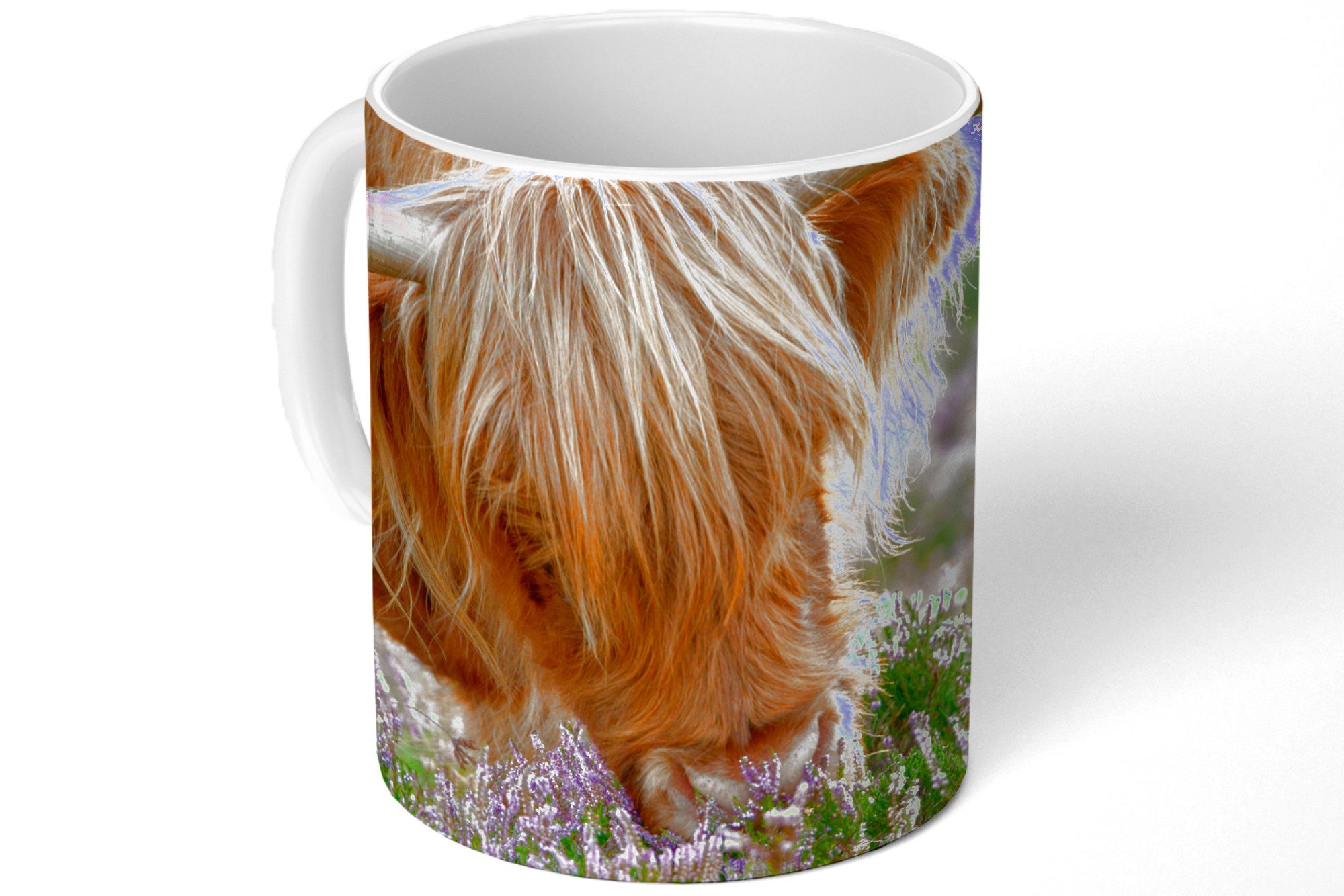 Schottische MuchoWow Tiere, Teetasse, - Gras Tasse - Geschenk Heidekraut Highlander Kaffeetassen, - Teetasse, Becher, Keramik,