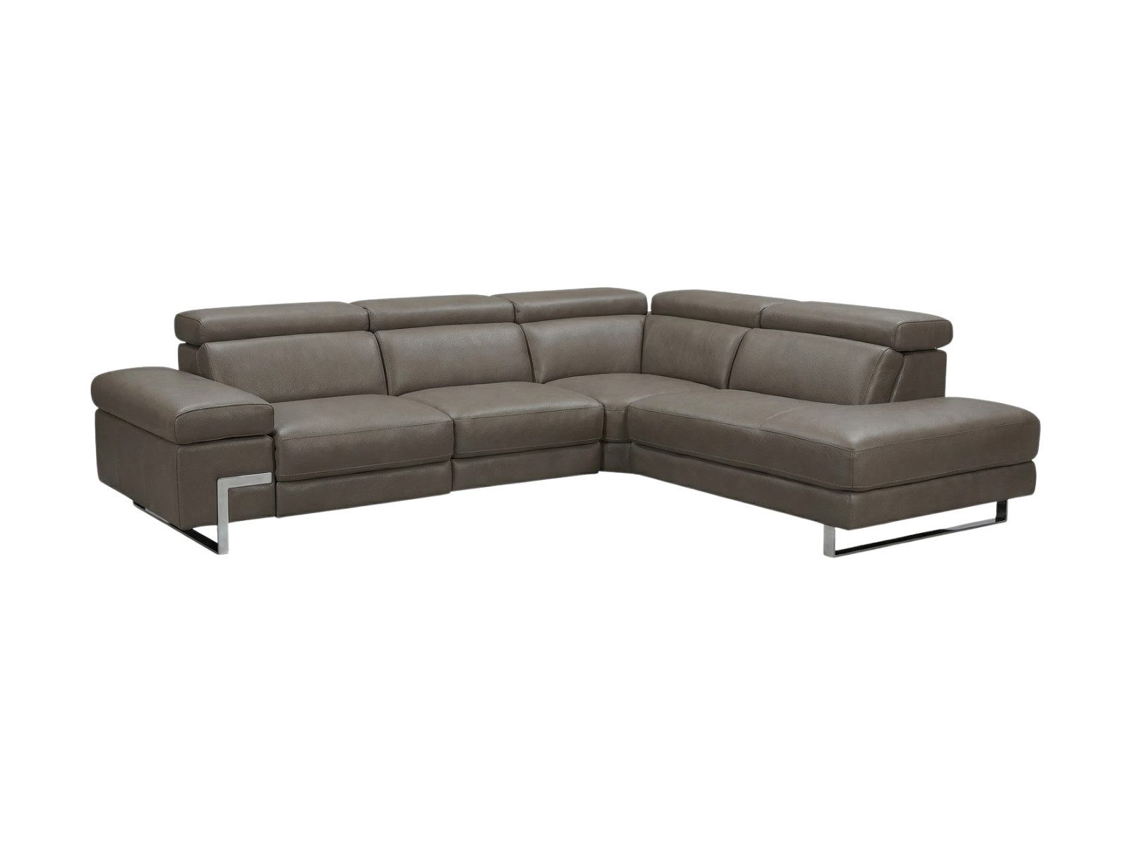 Villa Möbel Ecksofa Opera, L-Form 1 Teile, Echtleder-Ecksofa mit Kopfteilverstellung fürs Wohnzimmer