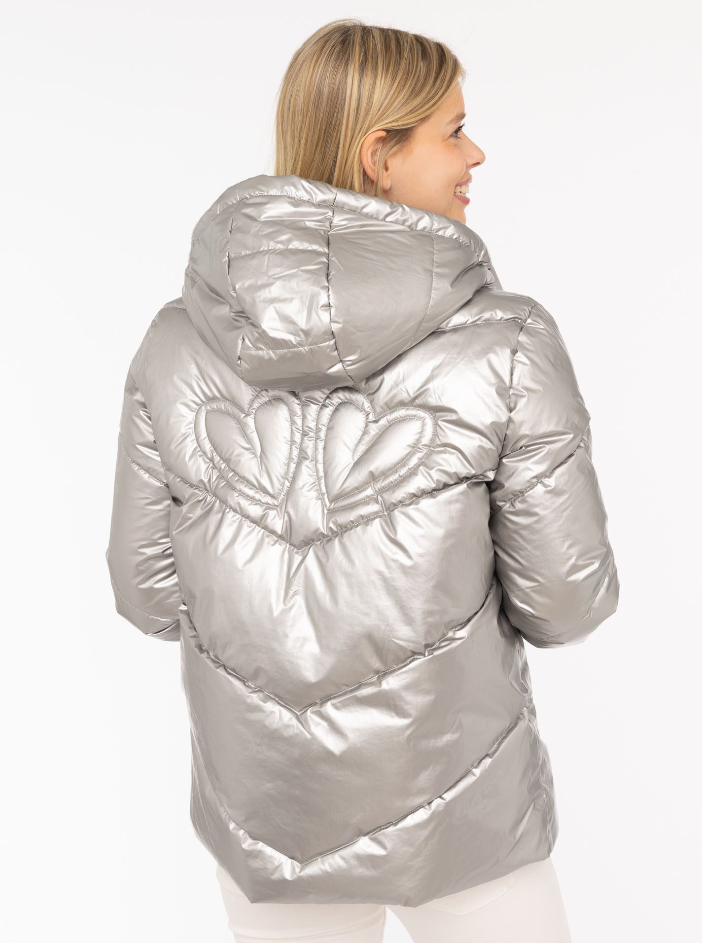 Zwillingsherz Steppjacke "Zwillingsherz" glänzend, Kapuze, Herzchen-Prägung am Rücken