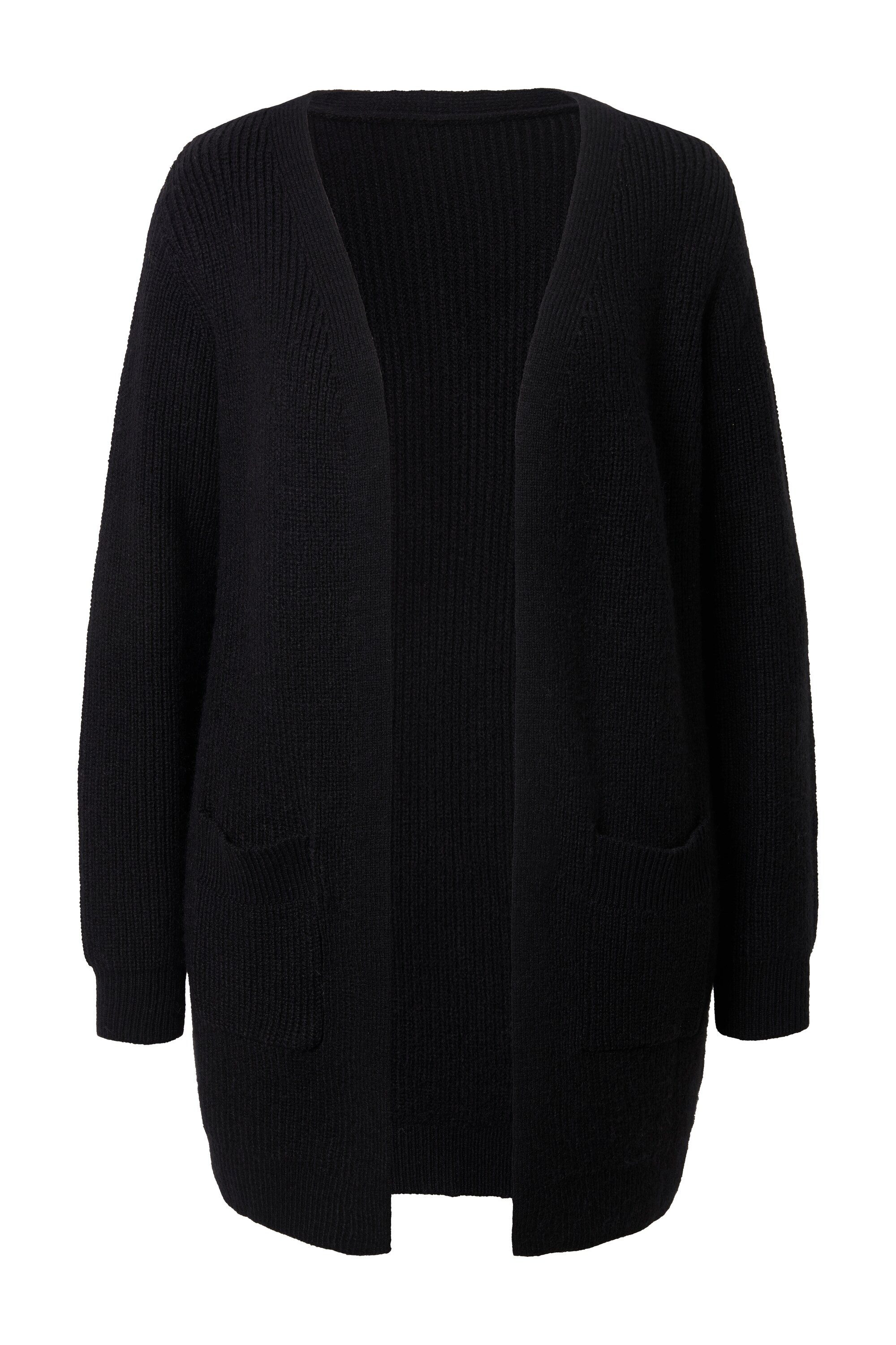 Ulla Popken Strickjacke Long-Strickjacke Knopfverschluss V-Ausschnitt günstig online kaufen