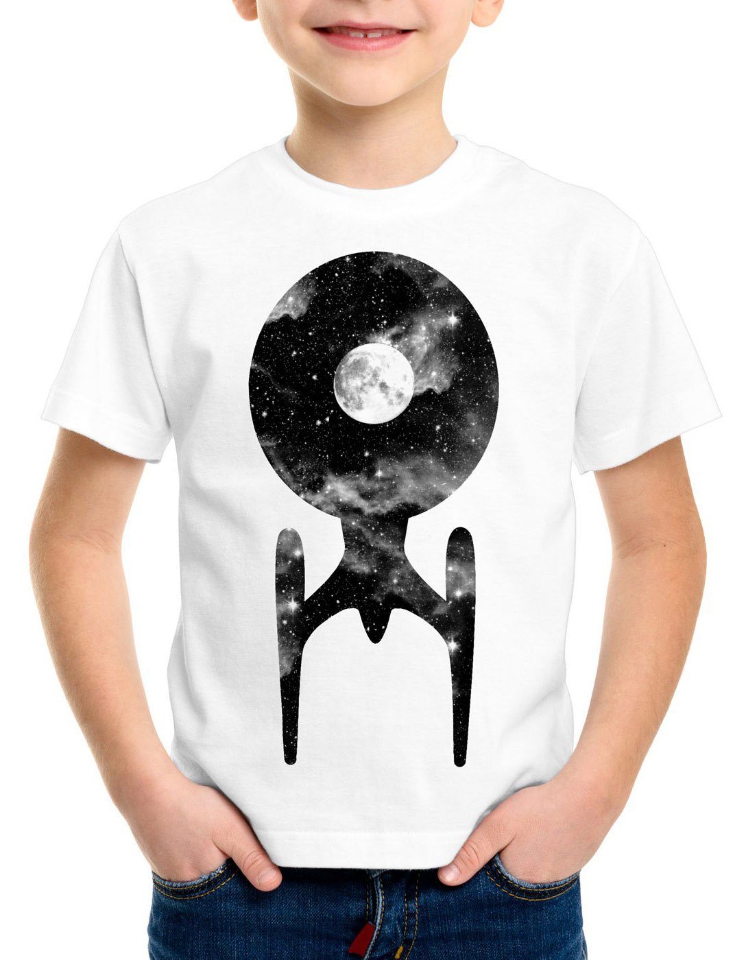 style3 Print-Shirt Kinder T-Shirt Trek Raumschiff trekkie star weiß