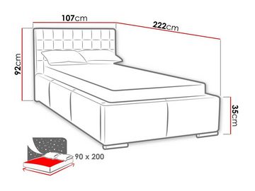 MIRJAN24 Polsterbett Porto Mini (Lattenrost ist integriert), Bettkasten für die Bettwäsche mit Gasdruckfeder