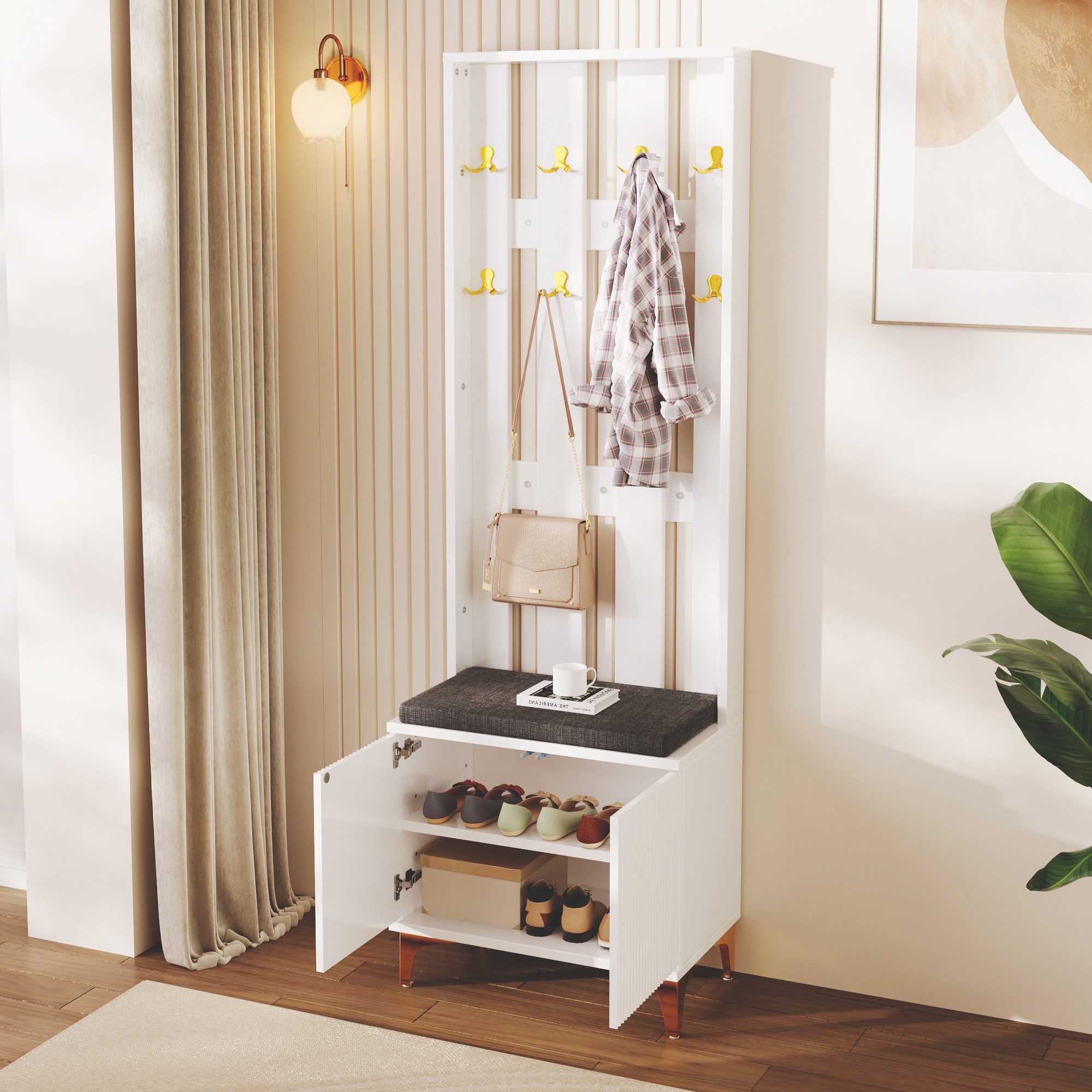 MODFU Garderoben-Set mit Schuhbank, Kleiderhakenbrett, (Kompaktgarderobe, günstig online kaufen
