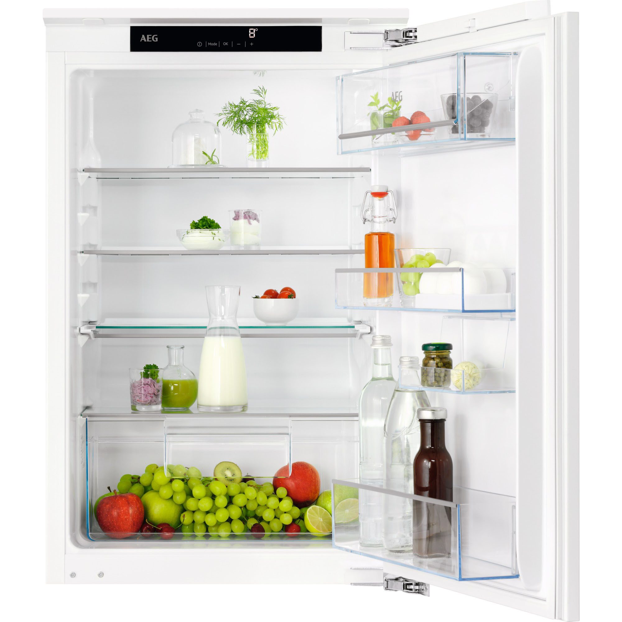 AEG Einbaukühlschrank Serie 5000 TSK5O88WDF, 87,3 cm hoch, 55,6 cm breit, 137 L, variable Glasablagen bis zu 25 kg belastbar, Touch, Festtür