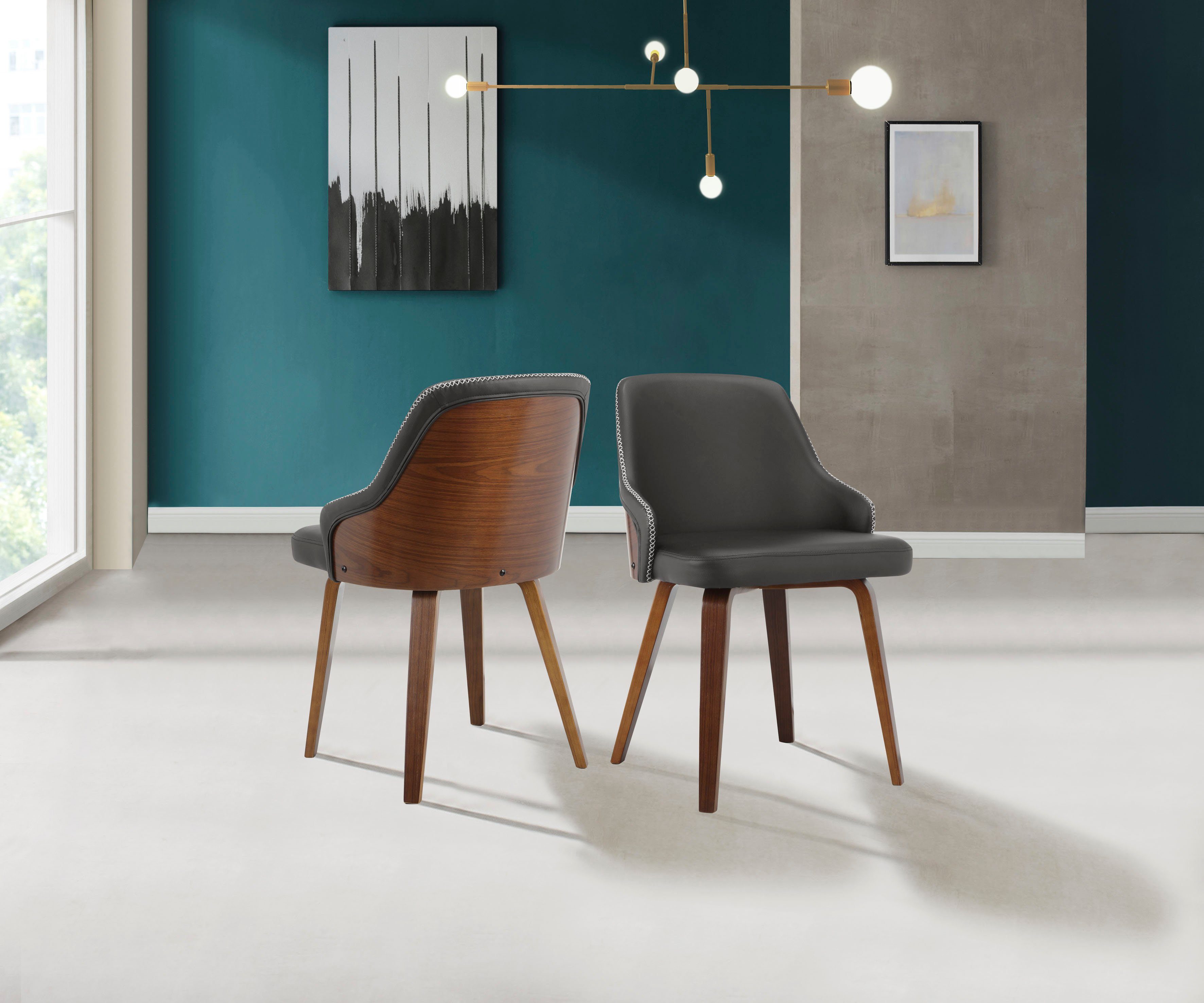 INOSIGN Esszimmerstuhl Bojan (2 St), pflegeleichtes Kunstleder, Sitz- und Rücken gepolstert, Sitzhöhe 47 cm