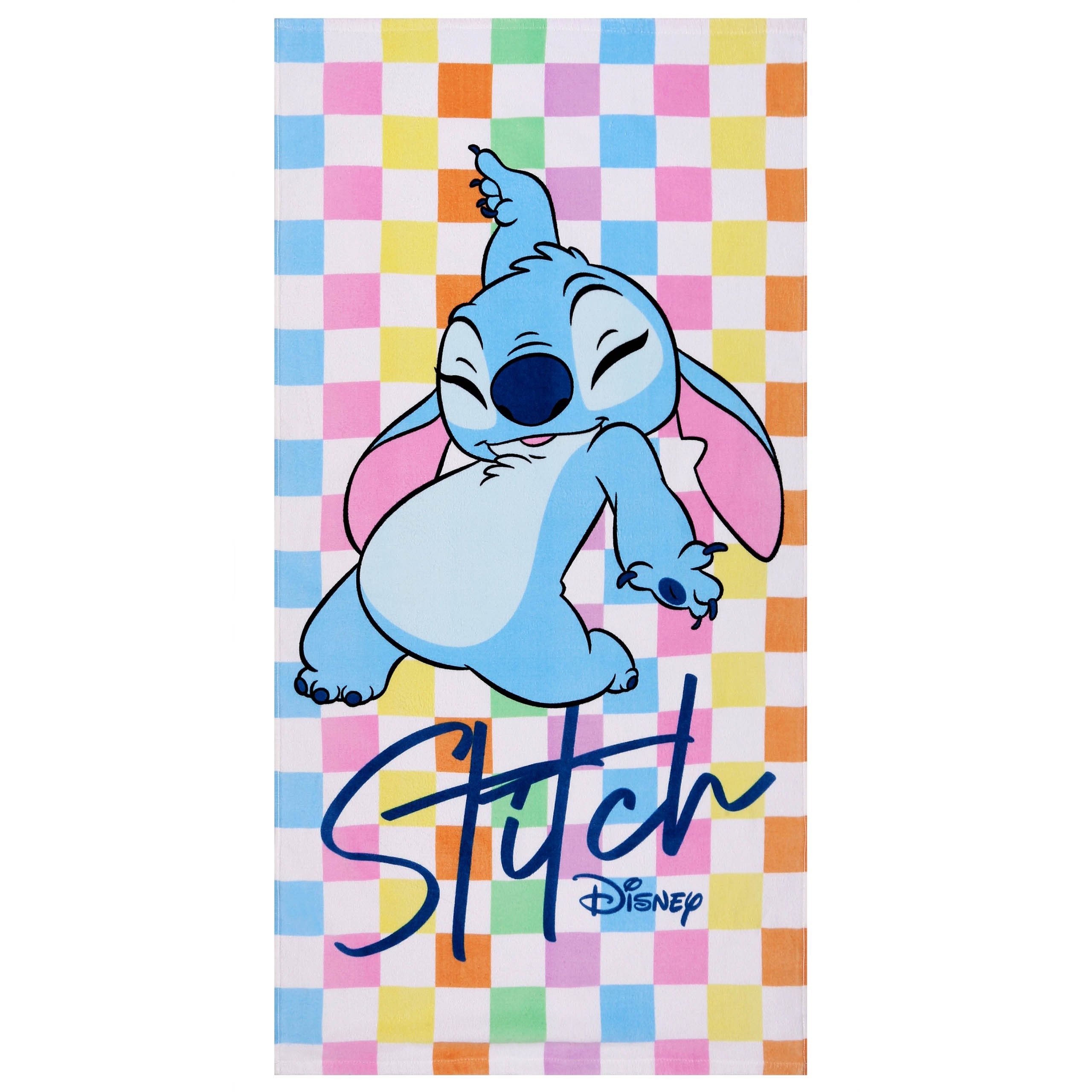 Disney Badetücher DISNEY Stitch farbenfrohes Strand- und Badetuch, 100 % Baumwolle