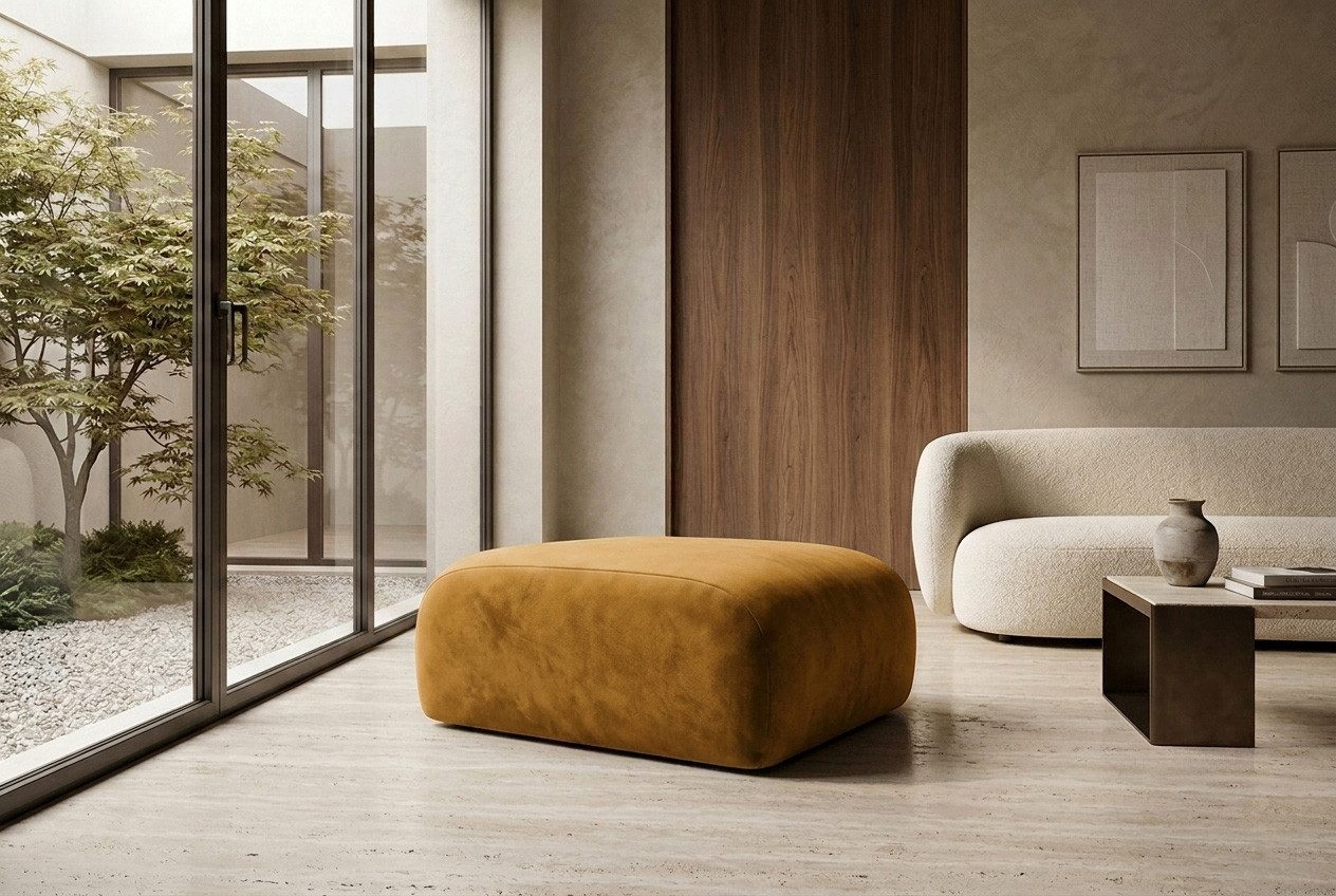 Kaiser Möbel Pouf Hocker für das Wohnzimmer aus Velvet-Stoff Bluvel GRETA