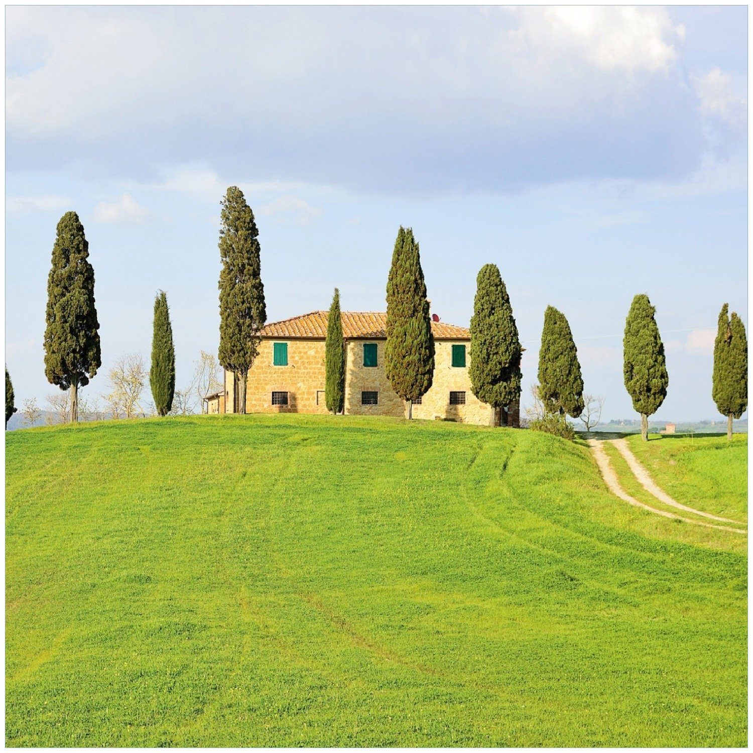 Wallario Memoboard Villa auf einem Hügel in der Toskana