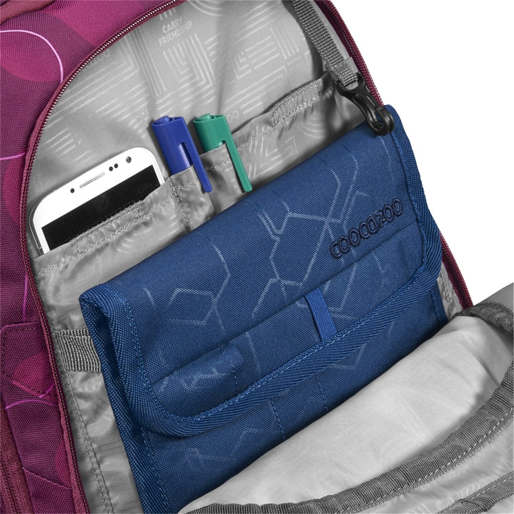 coocazoo Schulranzen Schulrucksack-Set PORTER Berry Bubbles 2-teilig (2-teilig), ergonomisch, Körpergröße: 135 - 180 cm, Easy-Grow-System