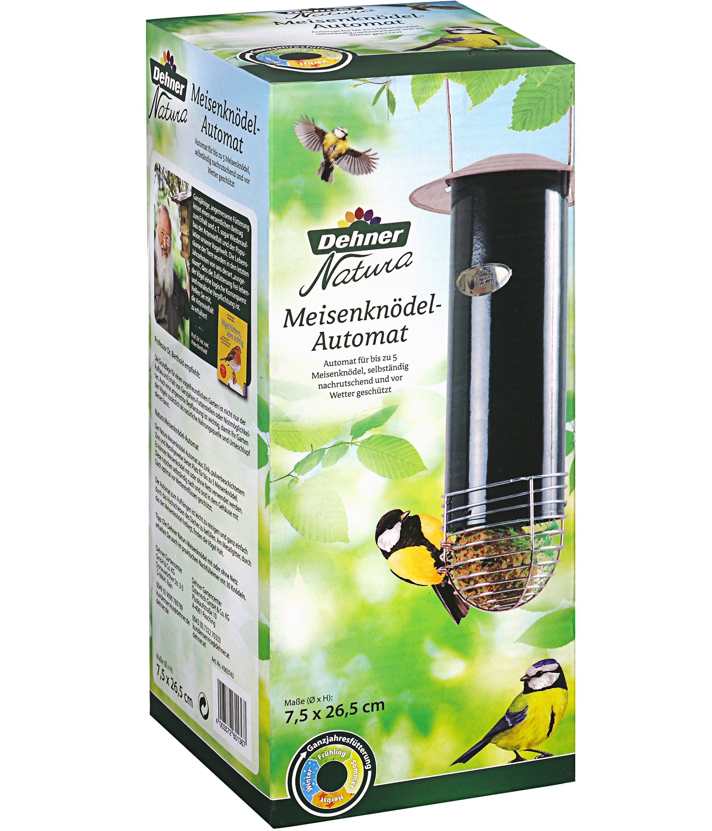 Vogelhaus Natura Premium Meisenknödel Futterautomat, Ø 7.5 cm x Höhe 26.5 cm