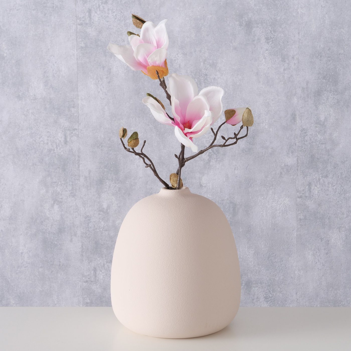 BOLTZE Dekovase "Nomia" aus Keramik (Steingut) in beige, Vase Blumenvase