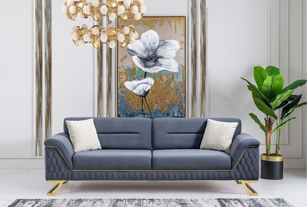 3-Sitzer Neuheit - Luxuriöses modernes 3-Sitzer-Sofa aus Edelstahl