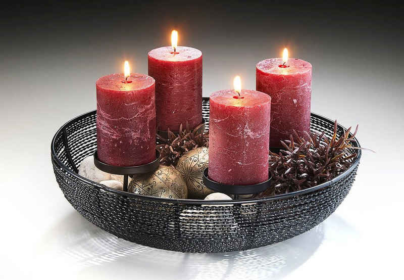 Kobolo Торшери Dekoschale Adventskranz rund aus Metall schwarz (für 4 Kerzen)