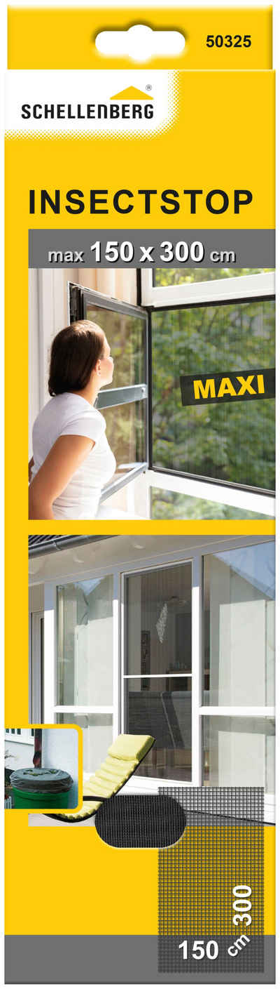 SCHELLENBERG Fliegengitter-Gewebe Maxi 50325, Insekten- und Mückenschutz für große Fenster, 150x300 cm, anthrazit