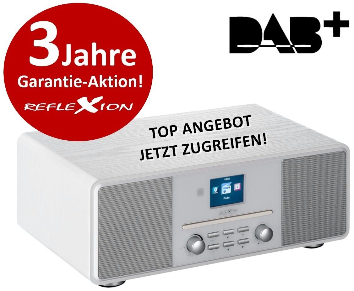 Reflexion HRA19DAB Design DAB+ Radio mit TFT Farbdisplay Digitalradio (DAB) (Digitalradio (DAB), UKW-Radio, 160 W, DAB+ Radio, AUX, CD-Player, Weckfunktion, Equalizer, Bluetooth)