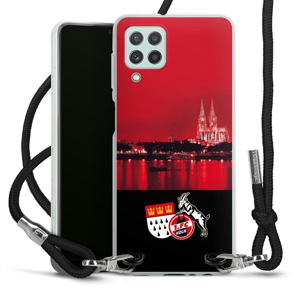 DeinDesign Handyhülle Skyline 1. FC Köln Offizielles Lizenzprodukt Skyline Köln Rot, Samsung Galaxy A22 4G Handykette Hülle mit Band Case zum Umhängen