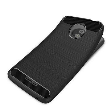 CoolGadget Handyhülle Carbon Handy Hülle für Motorola Moto C 5 Zoll, robuste Telefonhülle Case Schutzhülle für Motorola C Hülle