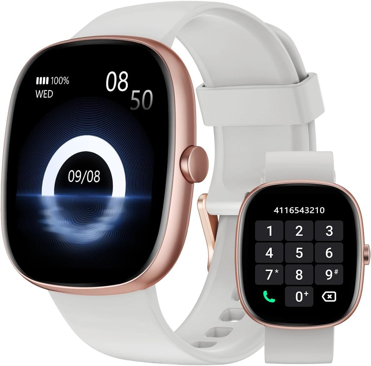 HUAKUA D3 Smartwatch (4,6 cm, android ios), SMARTWATCH MIT BLUETOOTH ANRUFEN FITNESSMODI UND GESUNDHEITSANALYSE