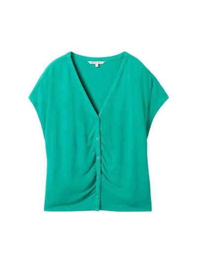 TOM TAILOR Denim Blusenshirt v-neck blouse with buttons, bright green
