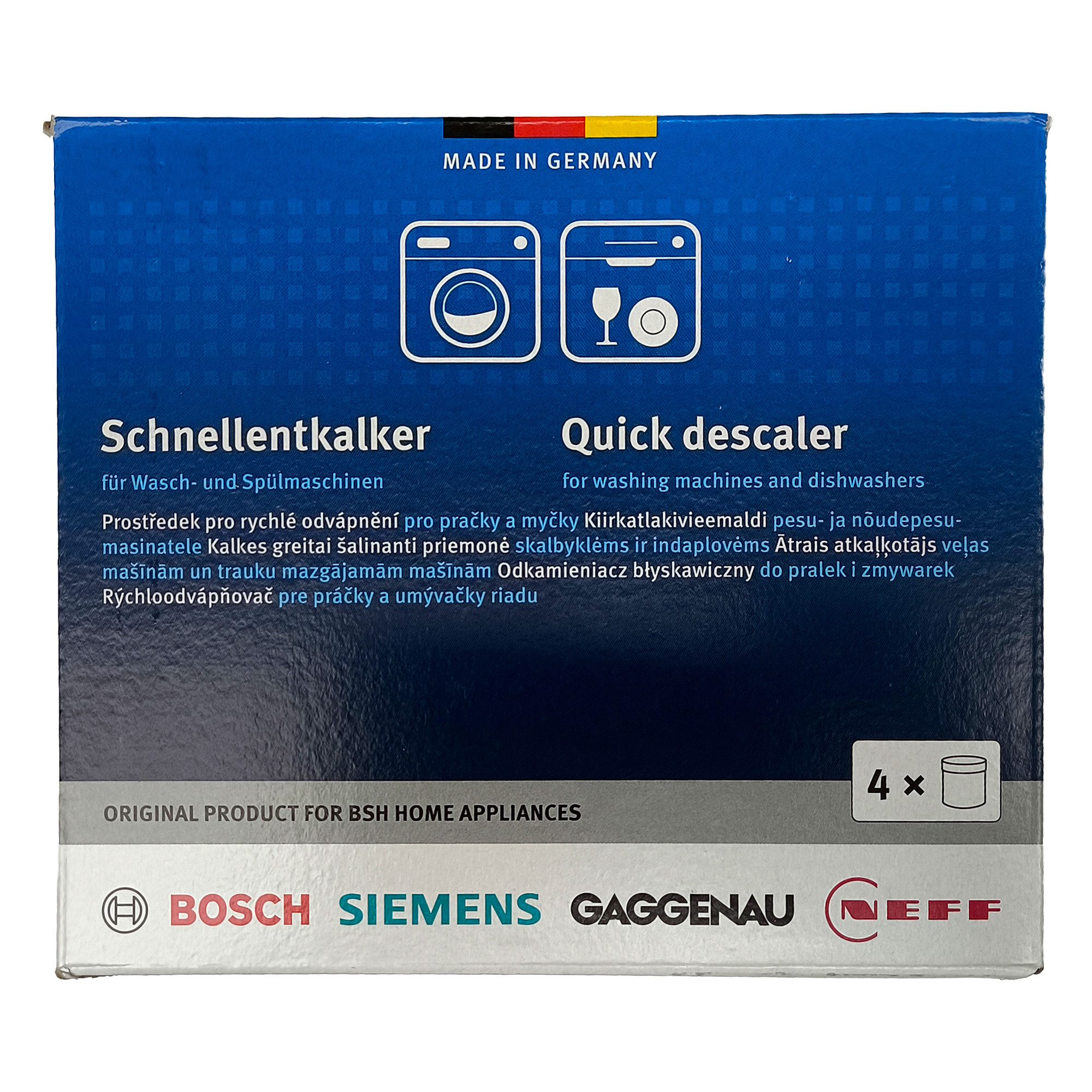 BOSCH Schnellentkalker Set 4x250g 00312351 Entkalker (für Waschmaschine Geschirrspüler)