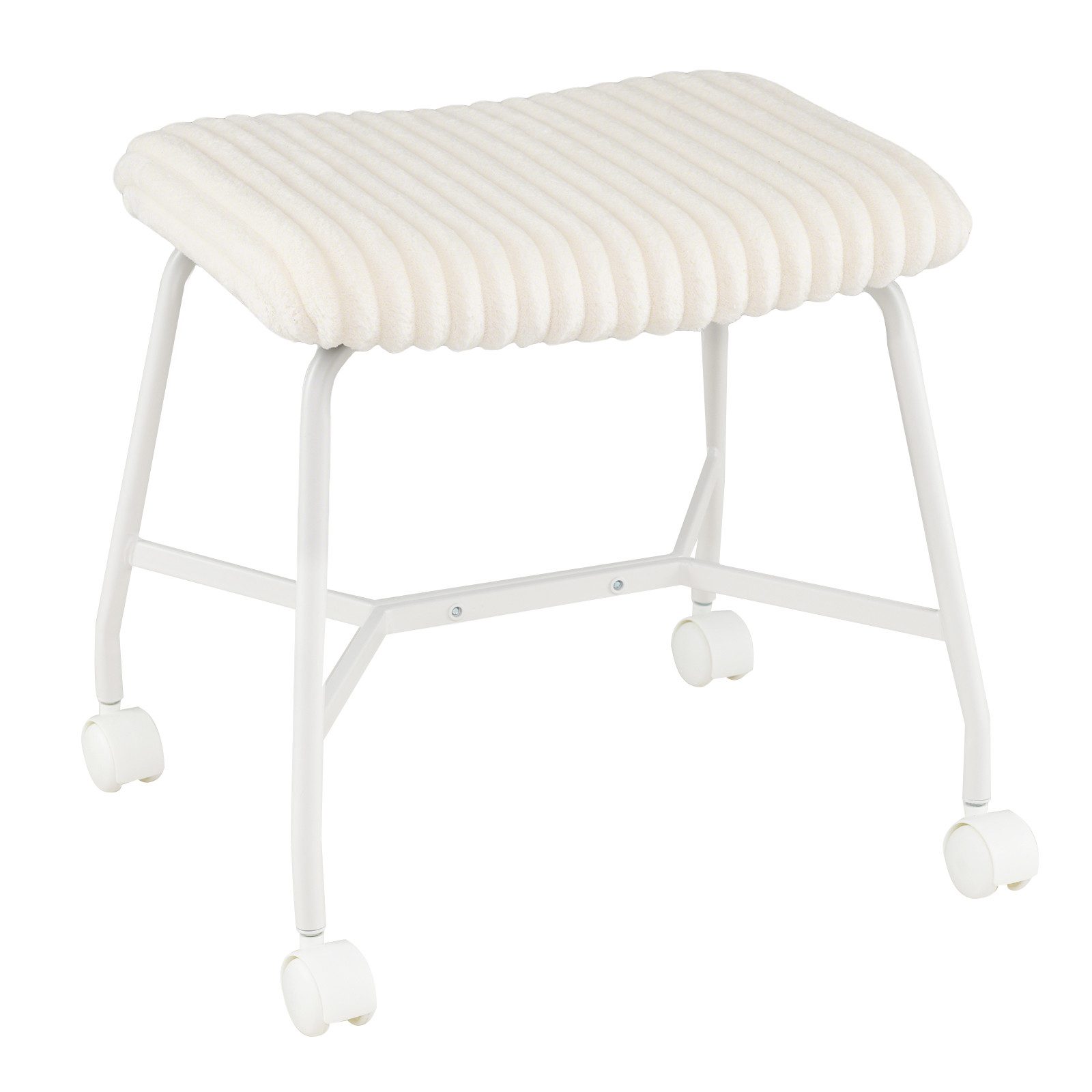 COSTWAY Sitzhocker Wohnzimmer Rollhocker gepolstert mit gewölbter Sitzfläche (2er Set), bis 150 kg