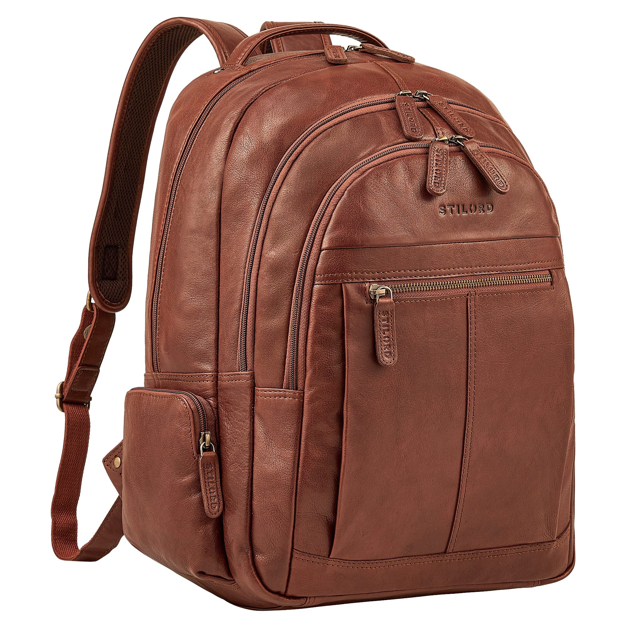 Notebook-Rucksack "Alaric" XL Business Rucksack Herren Leder Laptoprucksack 17 Zoll