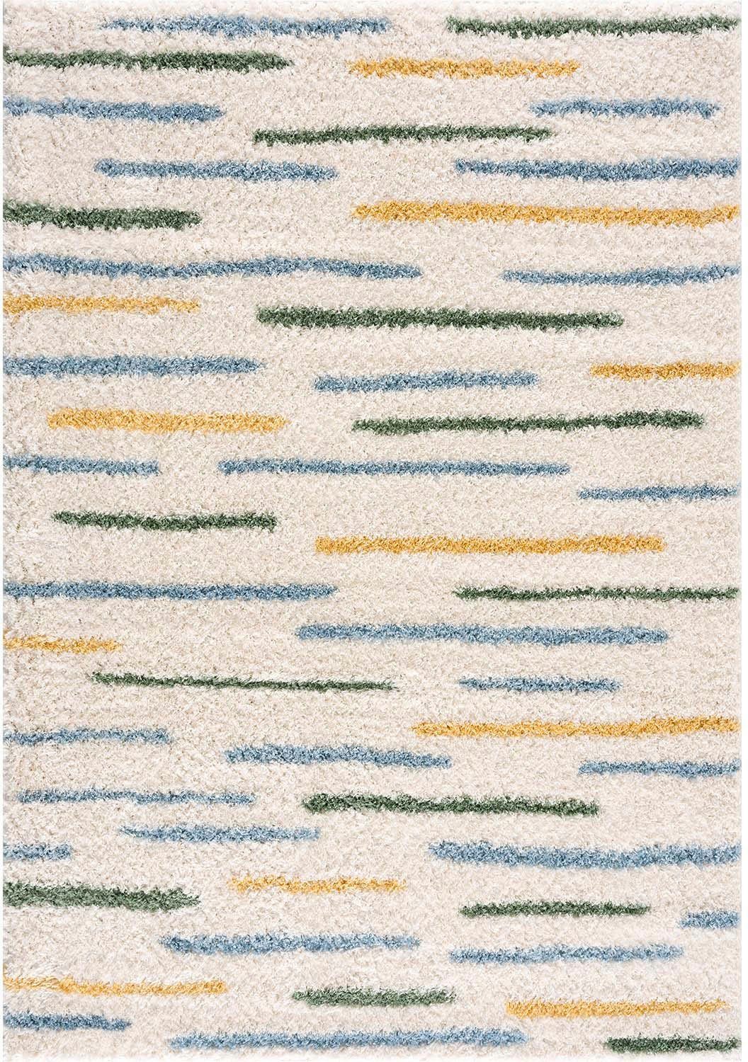 Carpet City Hochflor-Teppich Pulpy 562, rechteckig, Höhe: 30 mm, besonders weich, Streifen, Wohnzimmer, Schlafzimmer, Kinderzimmer