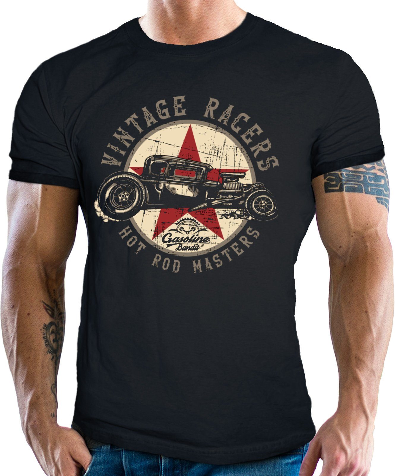 GASOLINE BANDIT® T-Shirt für Rockabilly Vintage Hot Rod Fans | T-Shirts