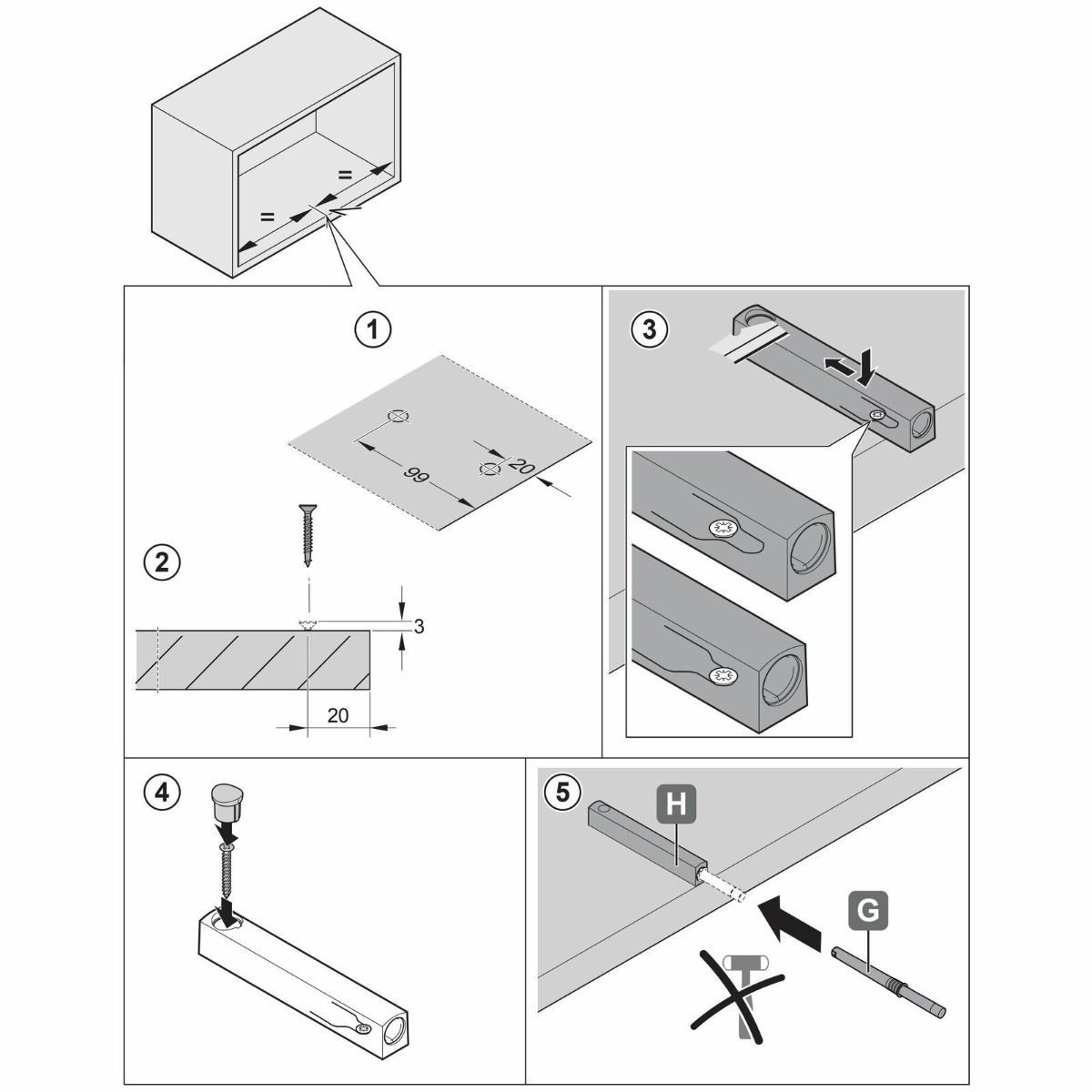 Kesseböhmer Türdämpfer Push to Open für 15er, Dispensa, COMFORT II, FREEflap etc, Einbauadapter silbergrau für Typ I, Typ II oder Typ III