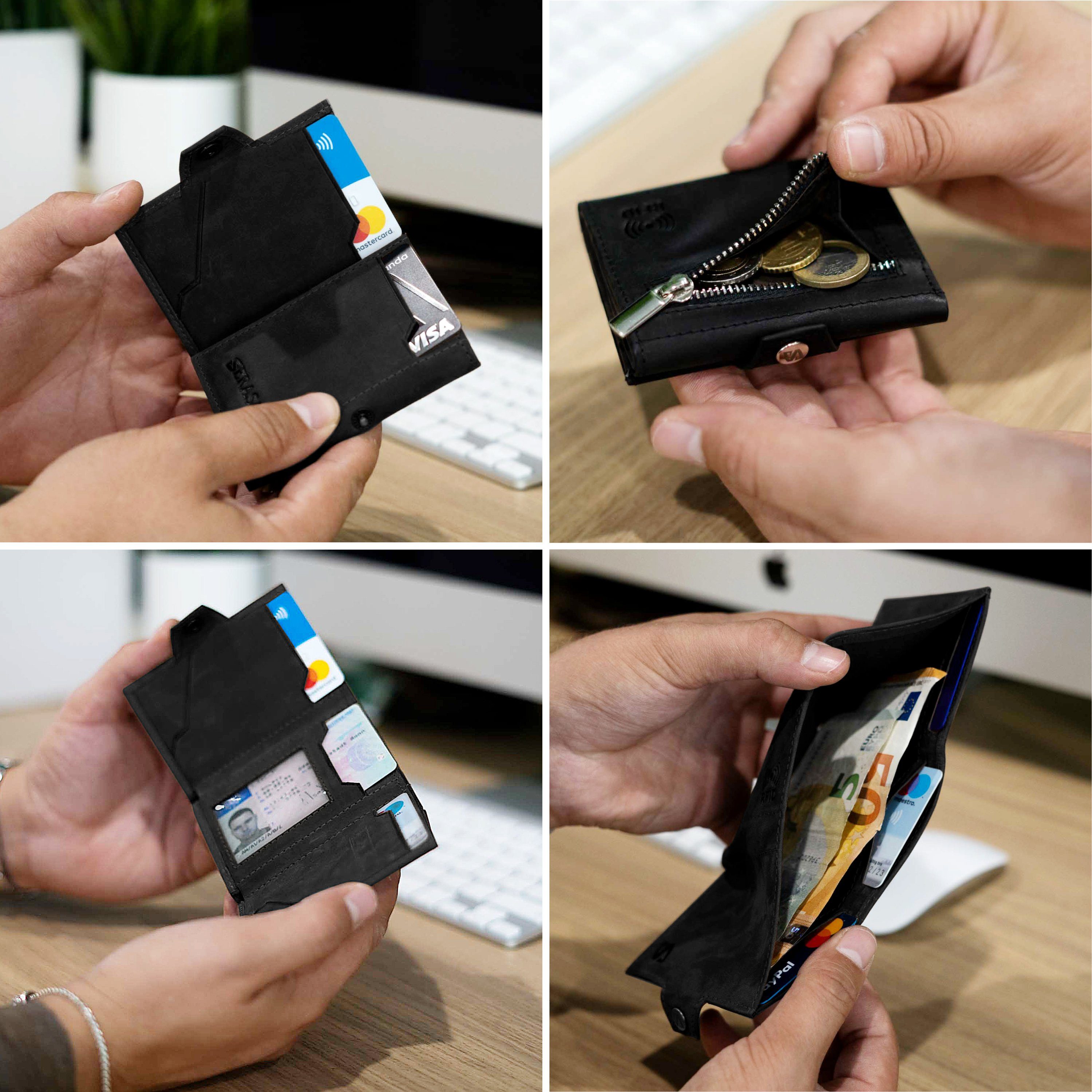 SERASAR Geldbörse Geldbörse "Genius" (1-tlg), mit inkl. RFID-Schutz mit Münzfach Schwarz Geschenkbox