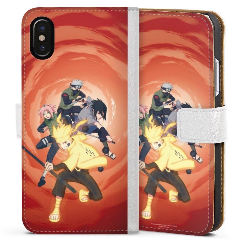 DeinDesign Handyhülle Naruto Shippuden Sasuke Sakura Team 7, Apple iPhone Xs Hülle Handy Flip Case Wallet Cover Handytasche Leder