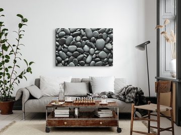 Sinus Art Leinwandbild 120x80cm Wandbild auf Leinwand Schwarze runde Steine Schwarz Weiß Foto, (1 St)