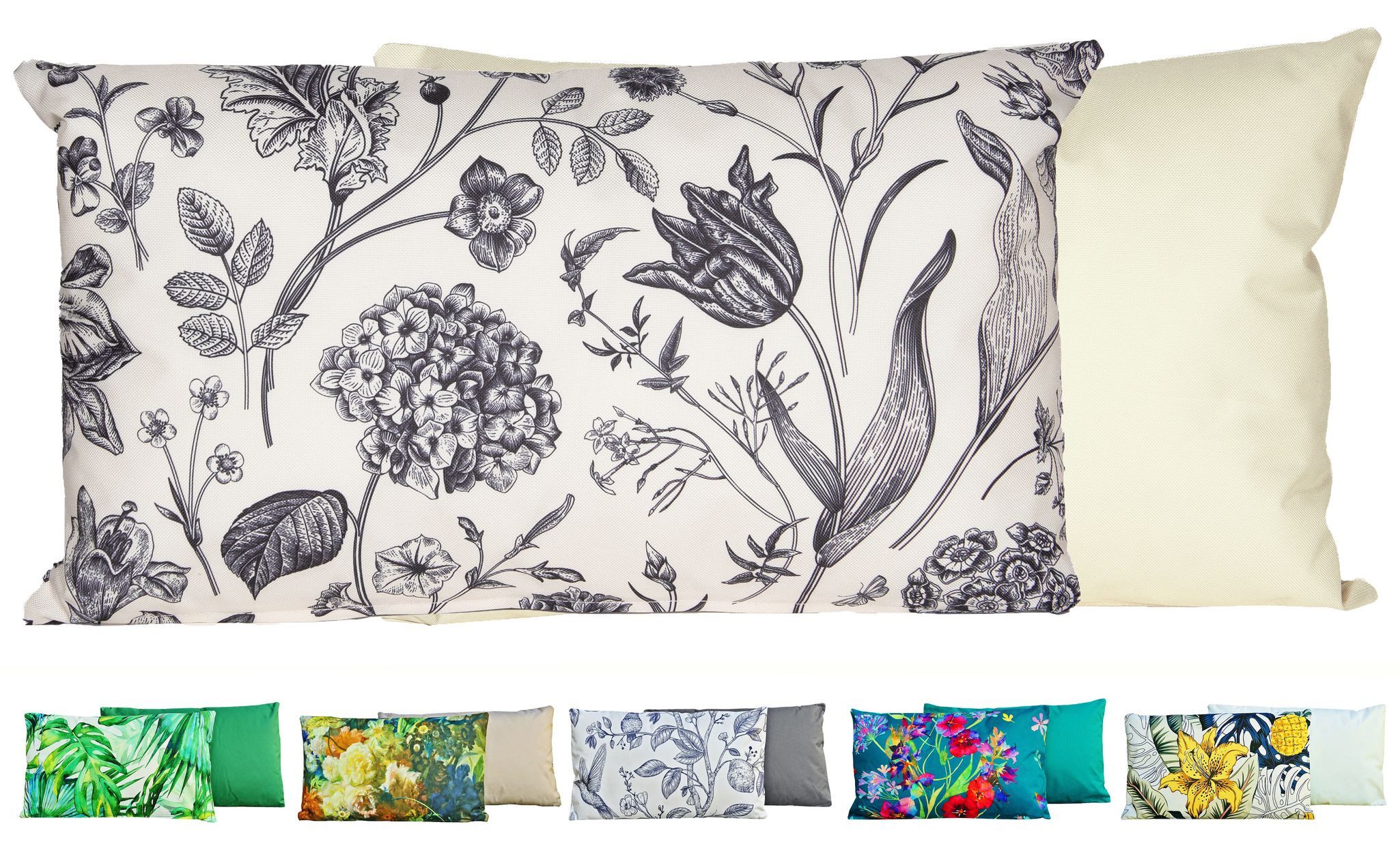 JACK Dekokissen Outdoor Lounge Kissen 30x50cm Motiv inkl. Füllung, mit Lotus-Effekt, Robust, Strapazierfähig, für Innen & Außen geeignet