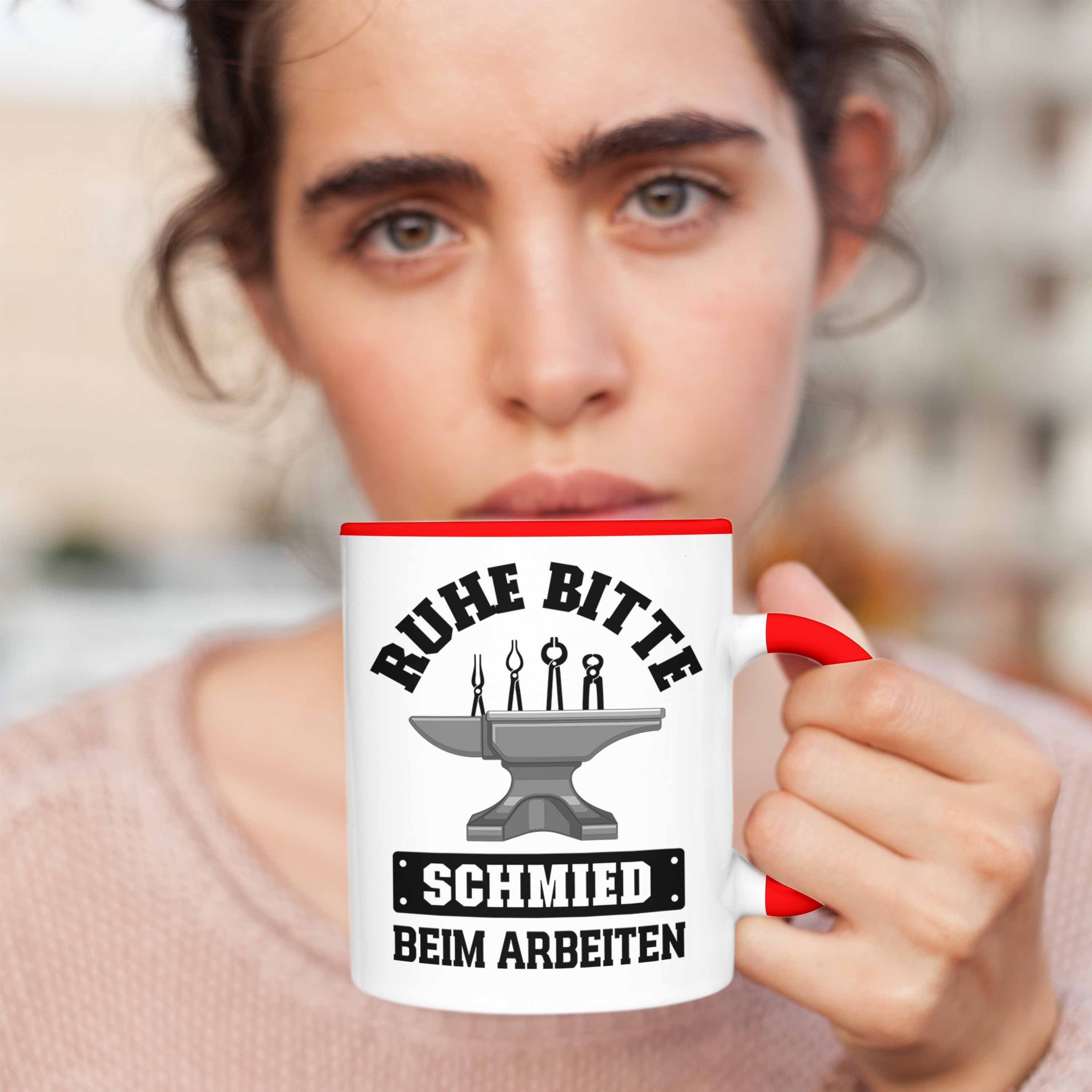 Trendation Tasse Trendation - Schmied Spruch mit Geschenkidee Rot Geschenke Hufschmied Kaffeetasse Tasse