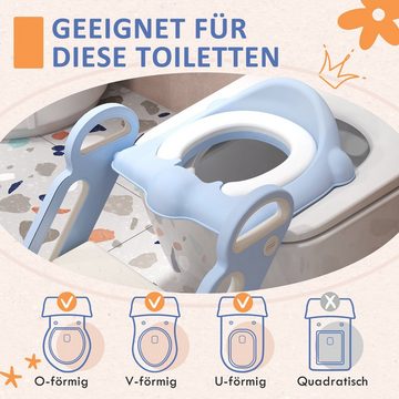 ZONEKIZ Baby-Toilettensitz klappbarer Toilettentrainer mit Treppe, Kunststoff, Blau, 51.5 cm, 67.9L x 42.8B x 51.5H cm