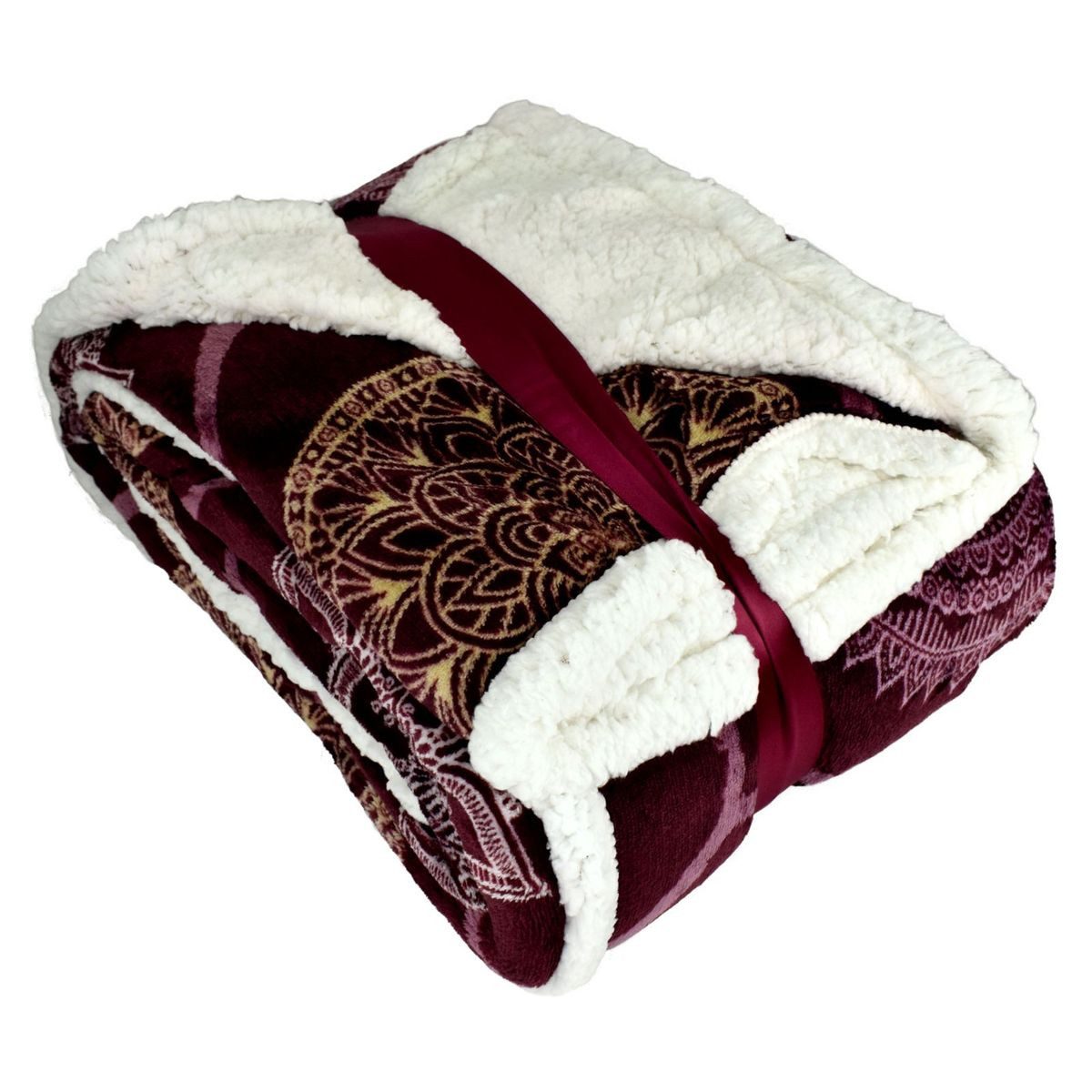 Wohndecke Kuscheldecke XL Flanell Sherpa 150x200cm Ornamente 3 Farben