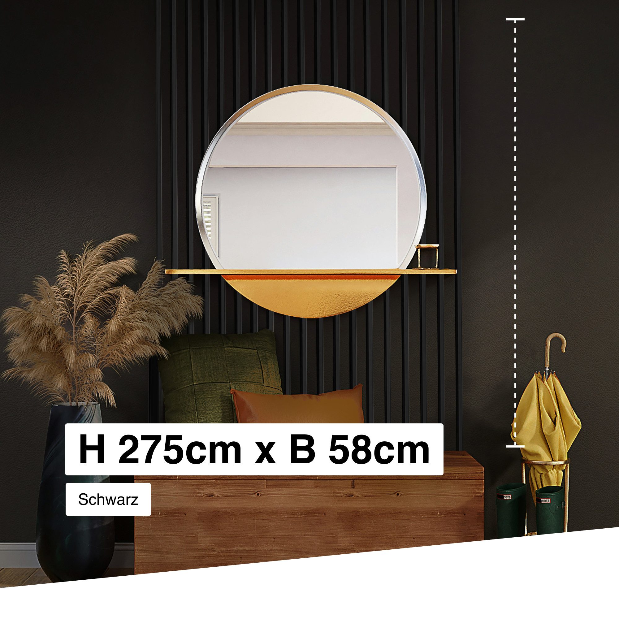 Hexim Raumteiler, Lamellenwand 275x58cm MDF Raumtrenner Trennwand - freistehende Holzlamellen Innendekoration - moderne Raumgestaltung Lamellen-Sichtschutz (Schwarz)