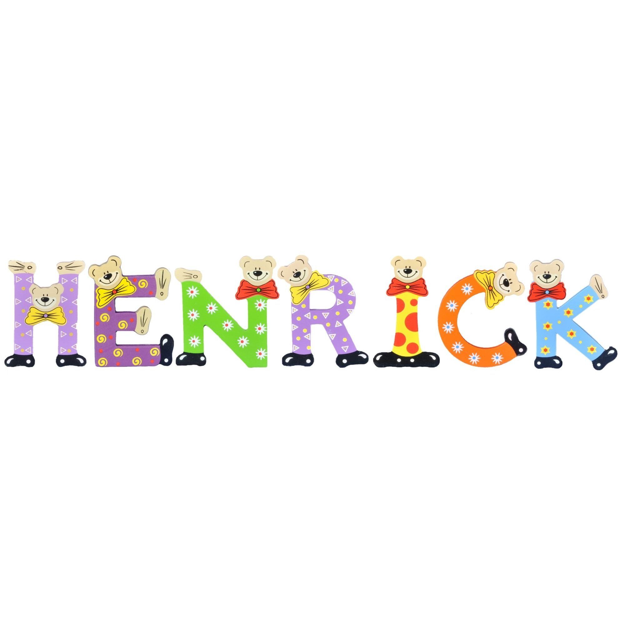 Playshoes Deko-Buchstaben (Set, 7 St), Kinder Holz-Buchstaben Namen-Set, HENRICK - sortiert