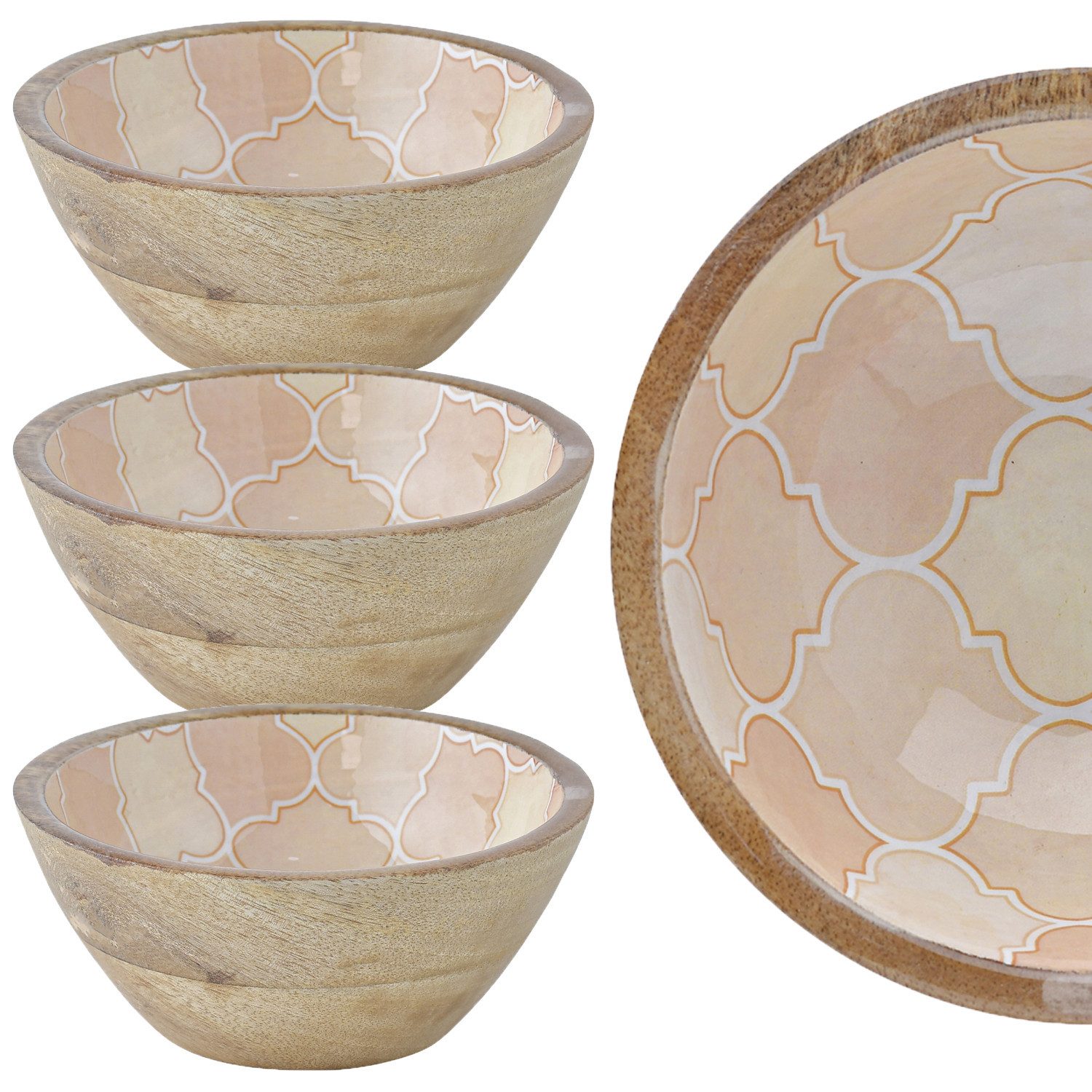 Marrakesch Orient & Mediterran Interior Snackschale 3er Set Schale Schmuckschale Schlüsselschale Kesse -1-, Mangoholz, (3-tlg), Handarbeit