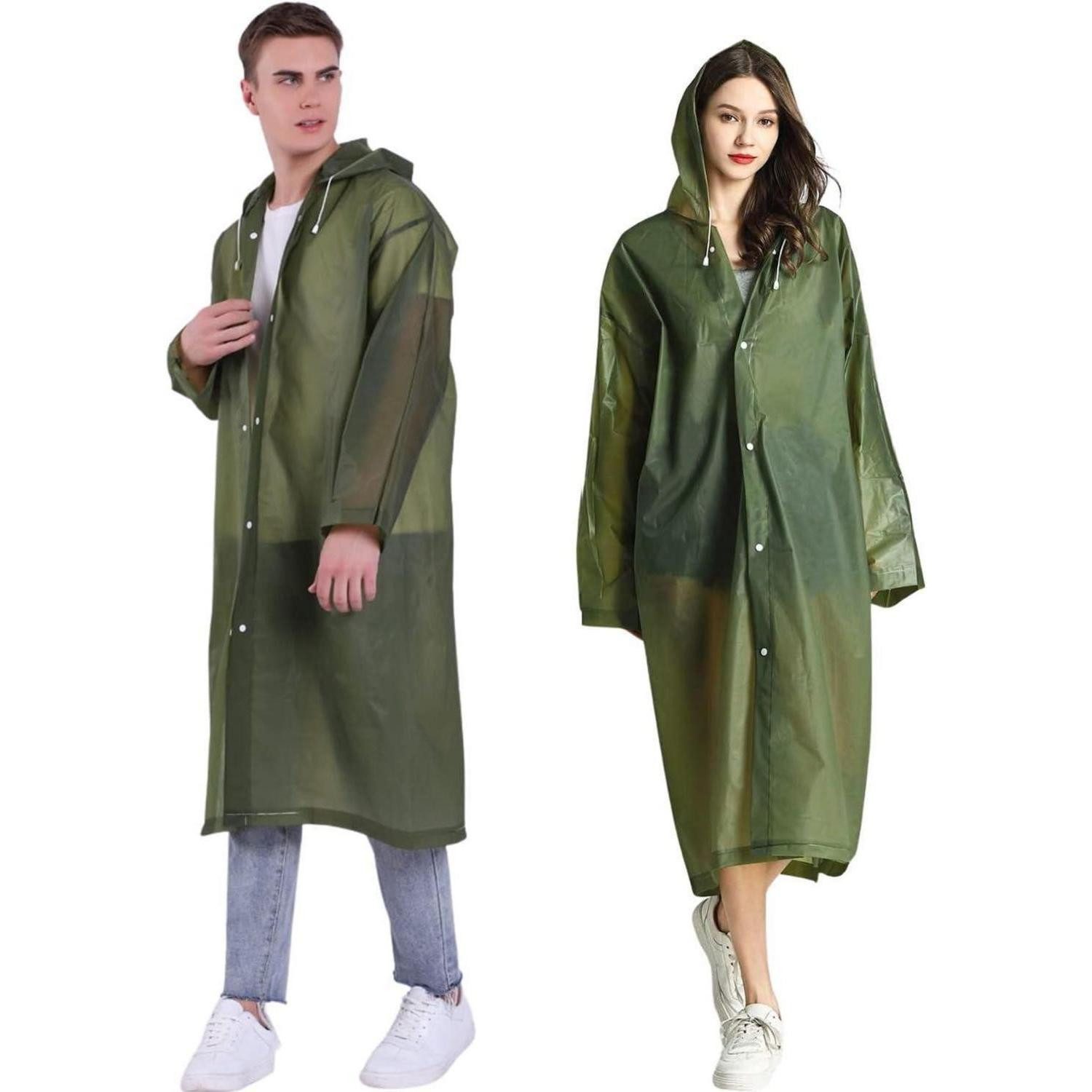 LuxusKollektion Regenmantel Regenponcho Wasserdicht Wiederverwendbar 2 L-5XL Große Größen Olivgrün