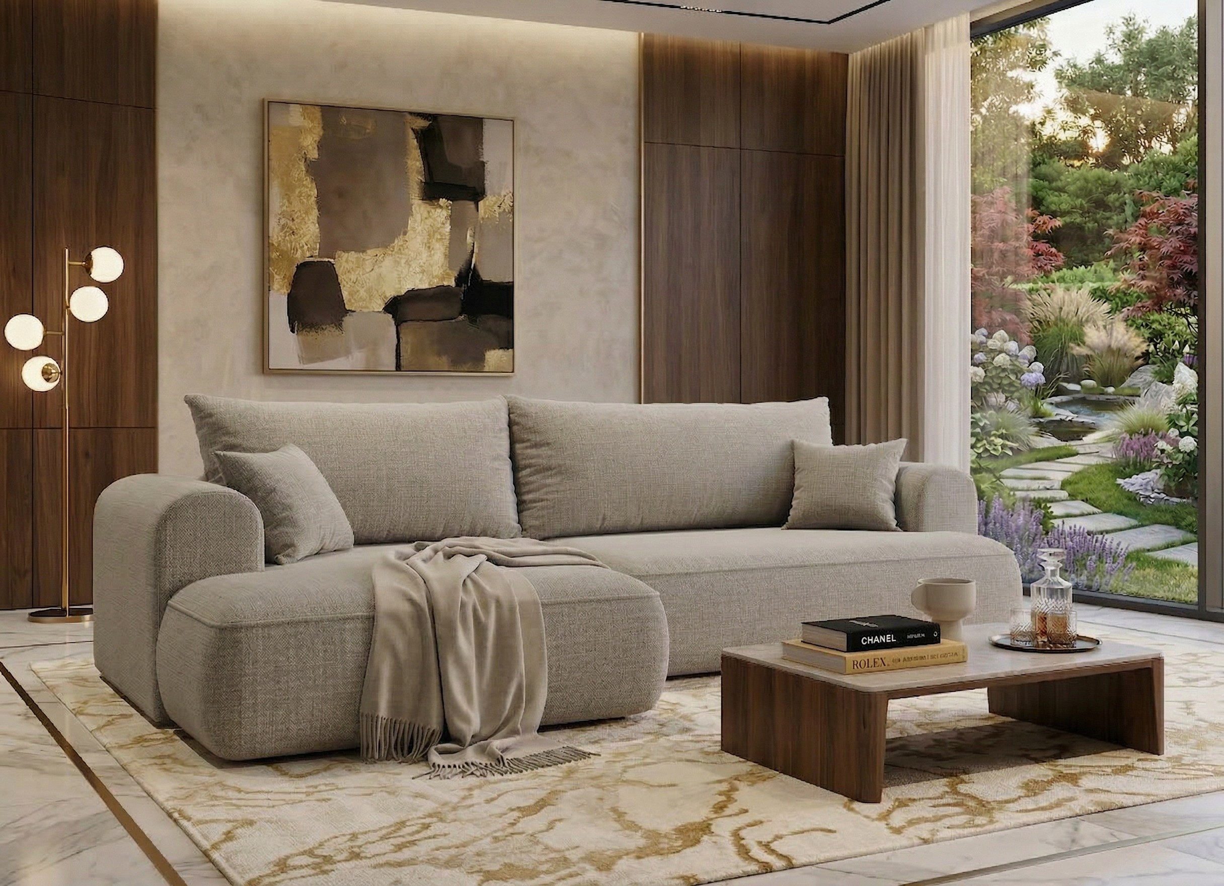 B&B Home Big-Sofa Sofa Vitton mit Schlaffunktion L-Form mit Bettkasten, L-Form Couch rechts oder links