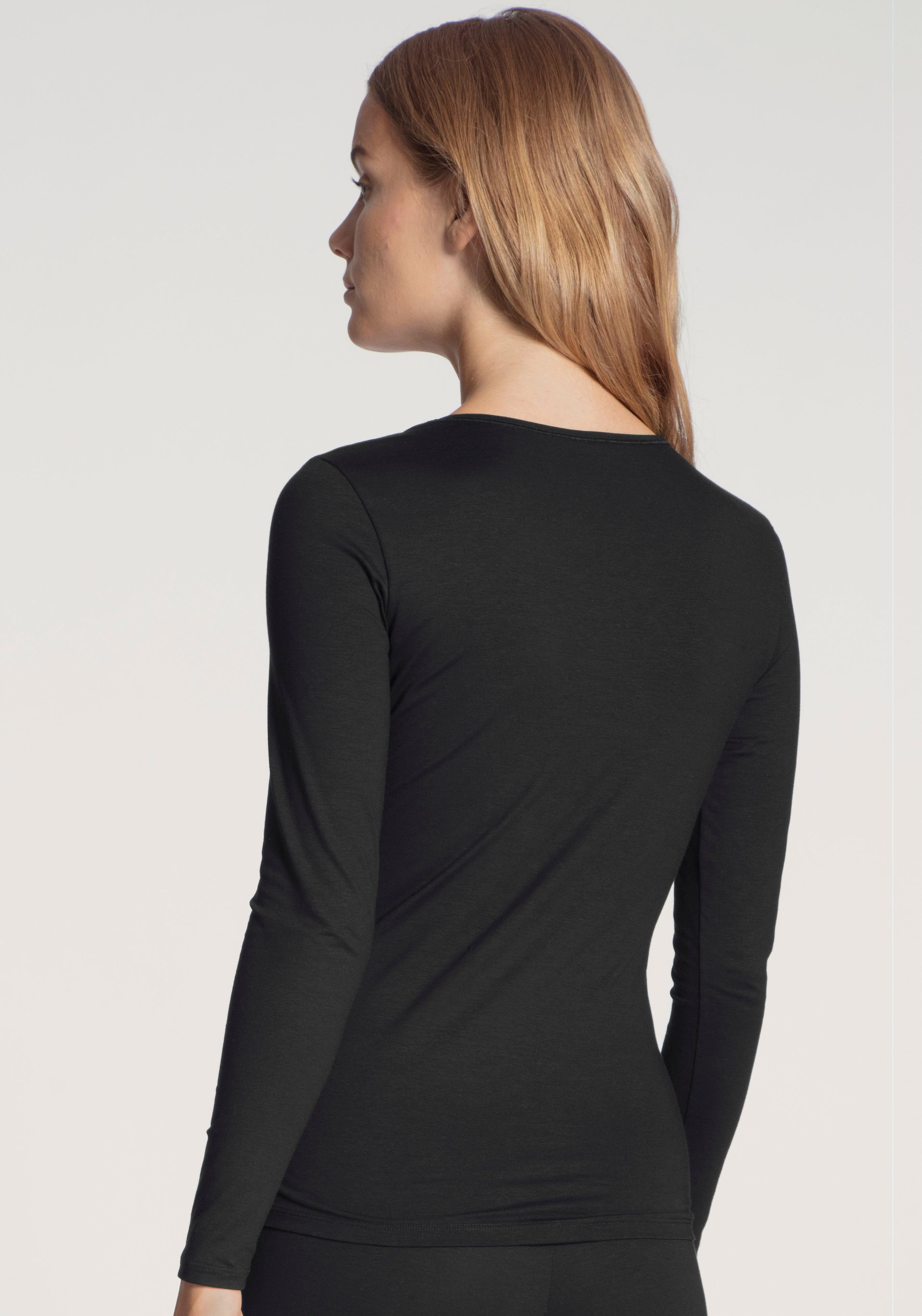 CALIDA Langarmshirt Natural Comfort elastisch, weich, langärmelig, Rundhals-Ausschnitt, atmungsaktiv