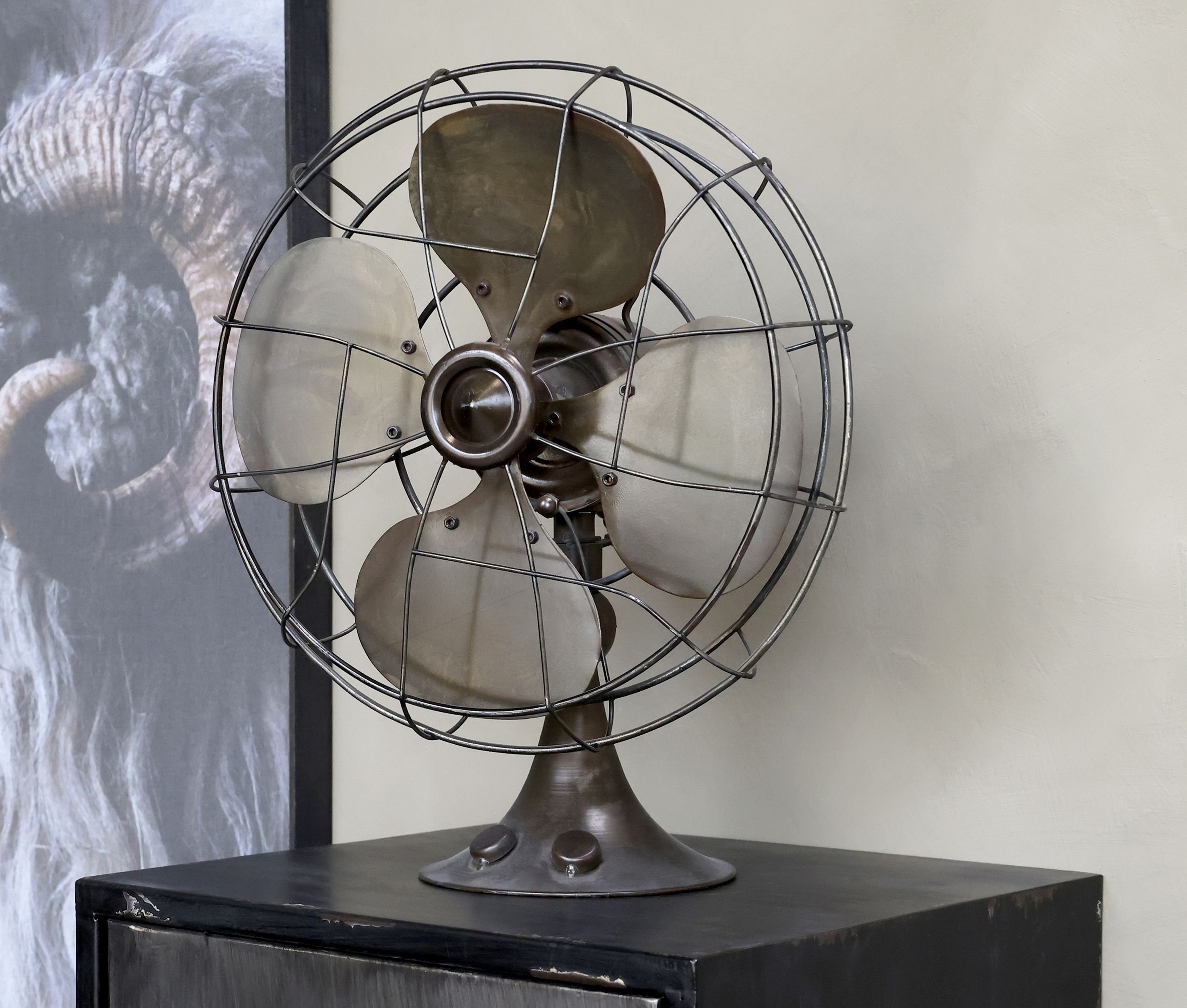 Chic Antique Deko-Windrad Factory Lüfter Ventilator für Deko Metall Messingfarben Chic Antique