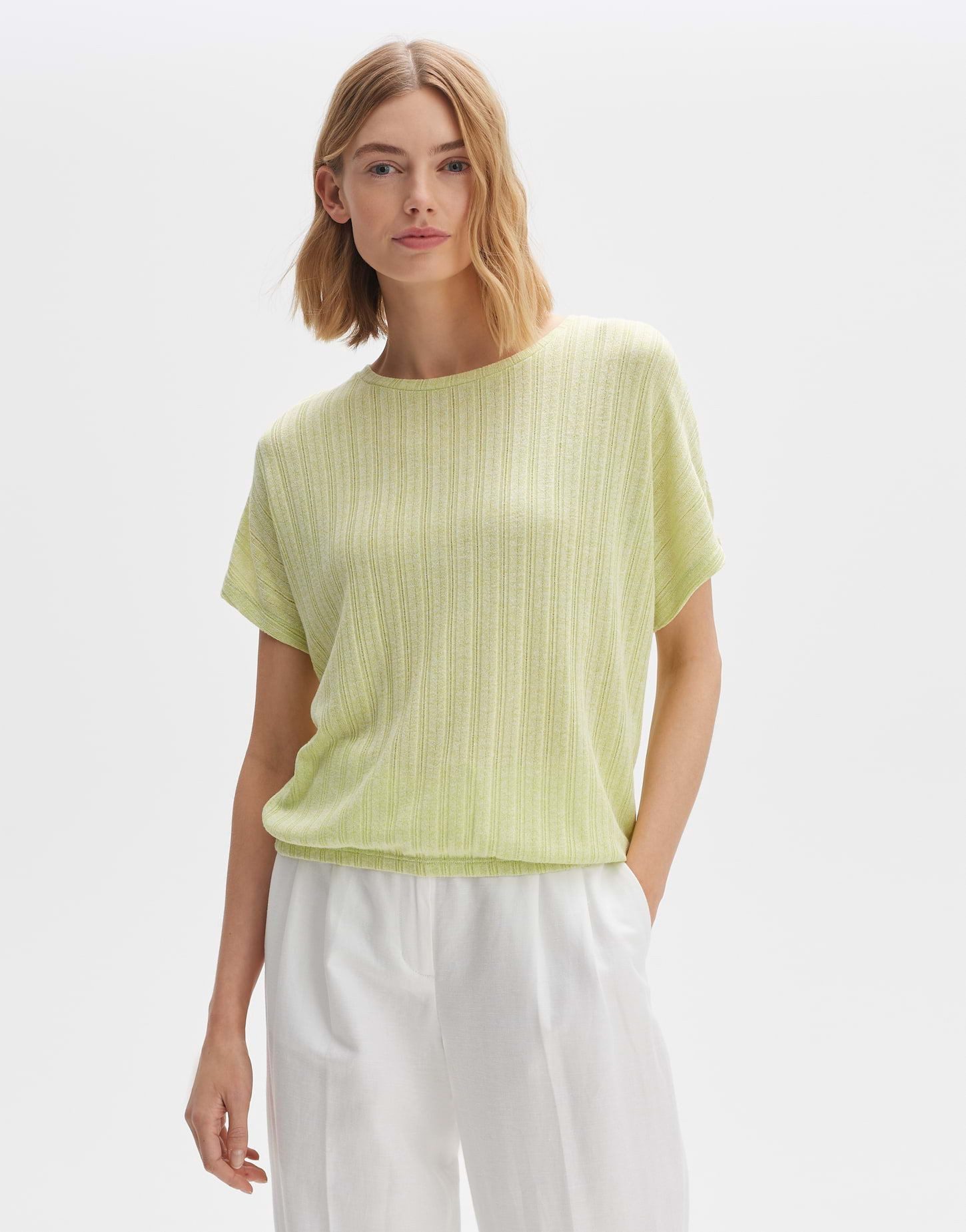 OPUS Damen Shirt Mit Kurzarm - Loose Fit Strickoptik - Nachhaltiger Baumwollmix