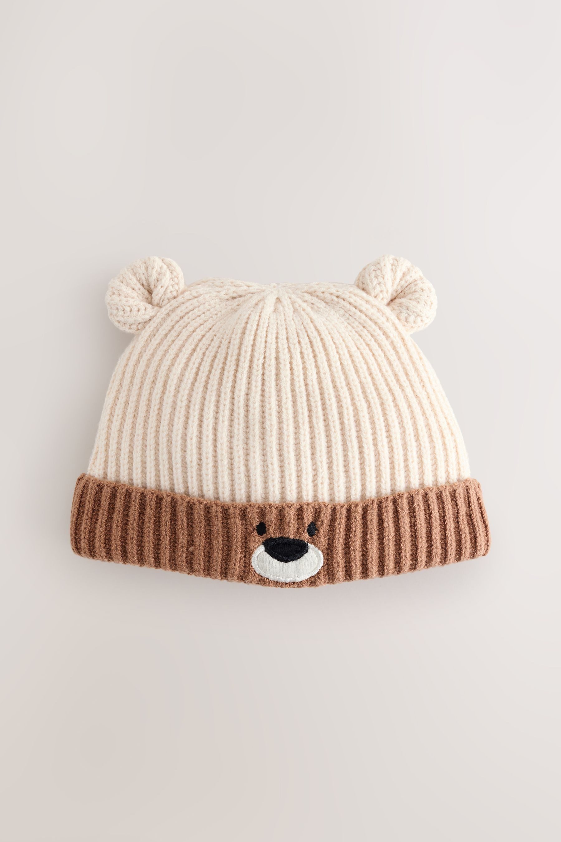 Next Beanie Baby-Rippstrickmütze mit Bärengesicht (1-St)