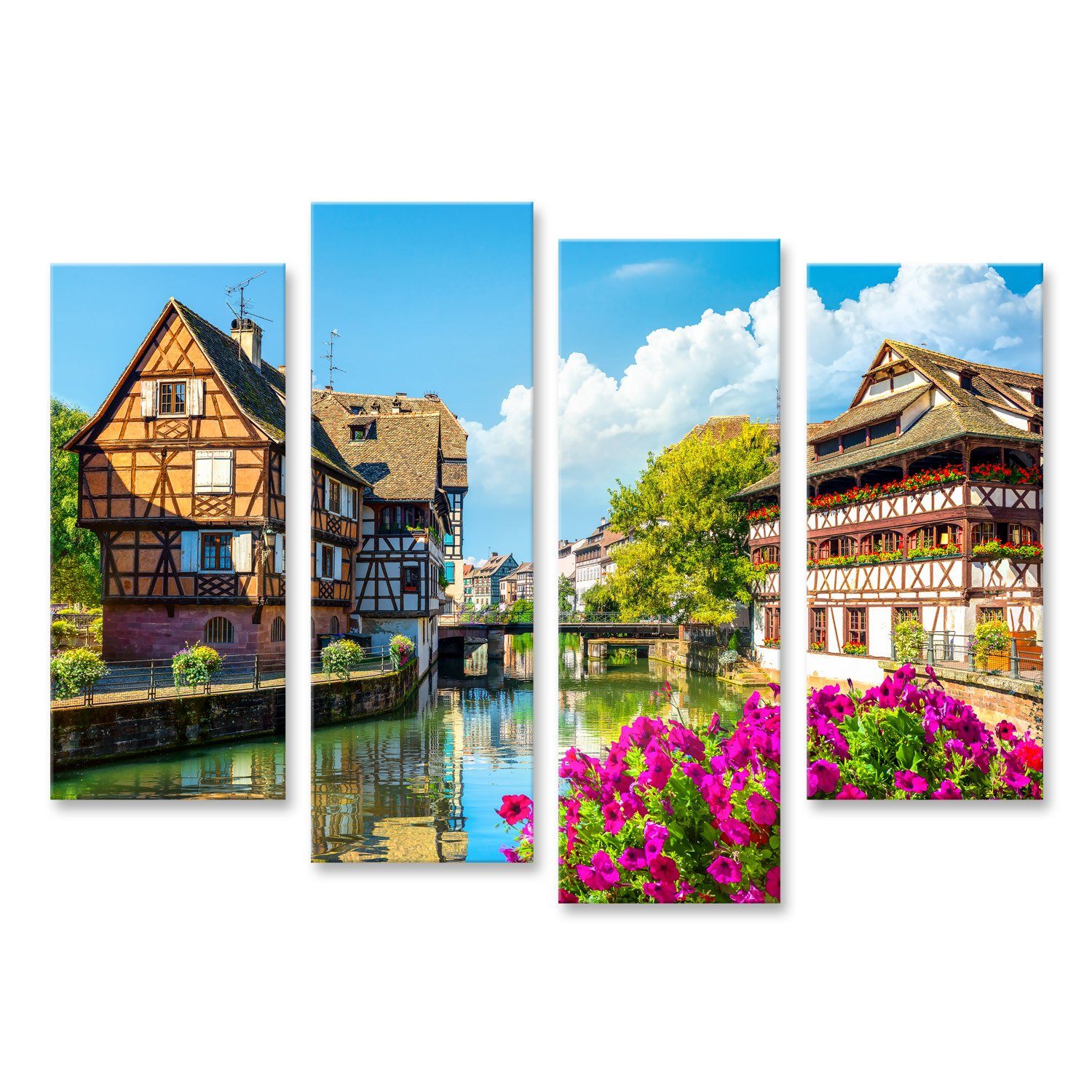 islandburner Leinwandbild Bild auf Leinwand Häuser Straßburg Malerisches Viertel Petite France F