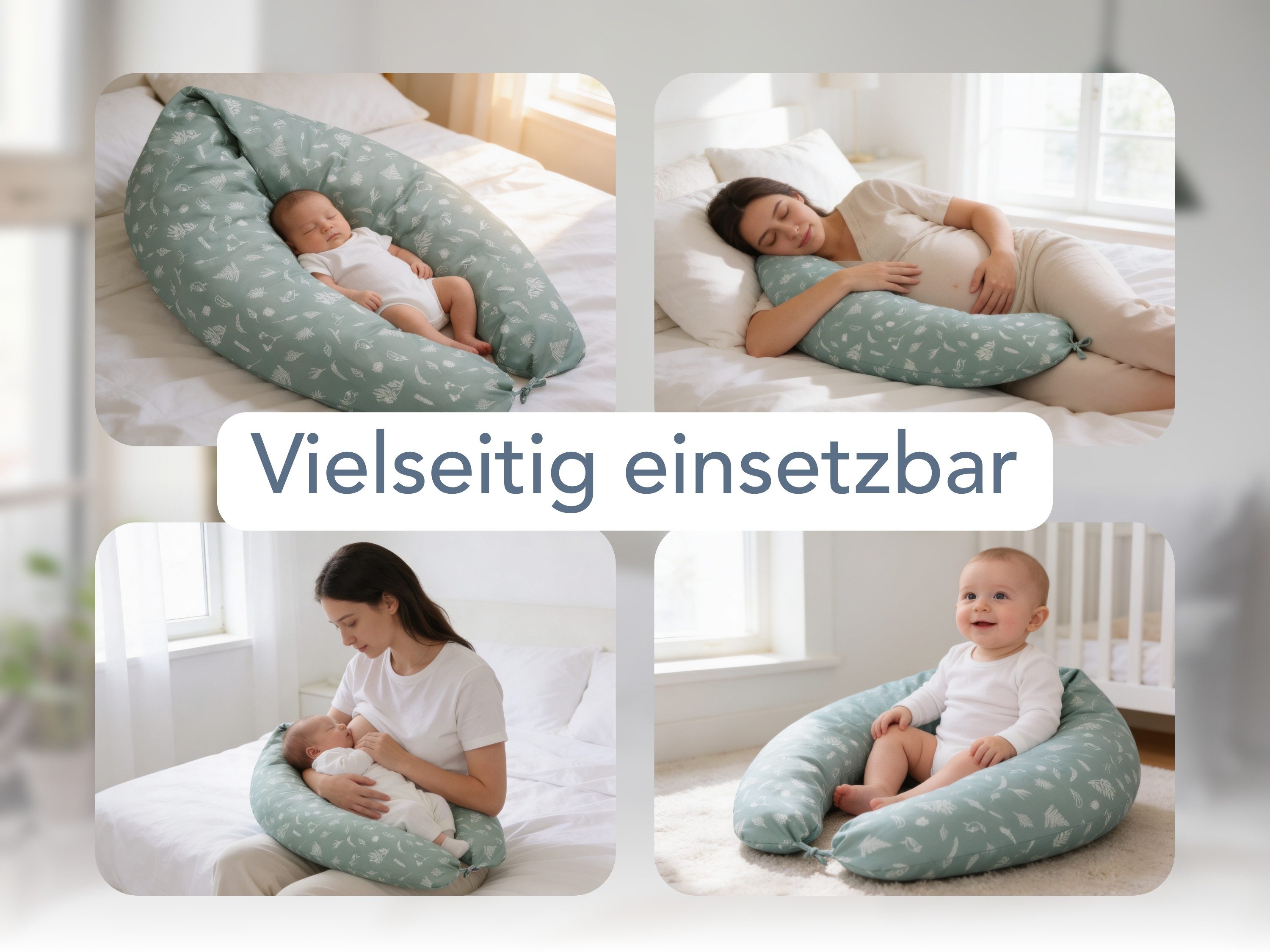 XDREAM Stillkissen Schwangerschaftskissen, Lagerungskissen, mit weichem Microfaserbezug, 1-tlg., XXL Stillkissen, Seitenschläferkissen mit Bändern zum Knoten, 1 – Bild 4 von 5